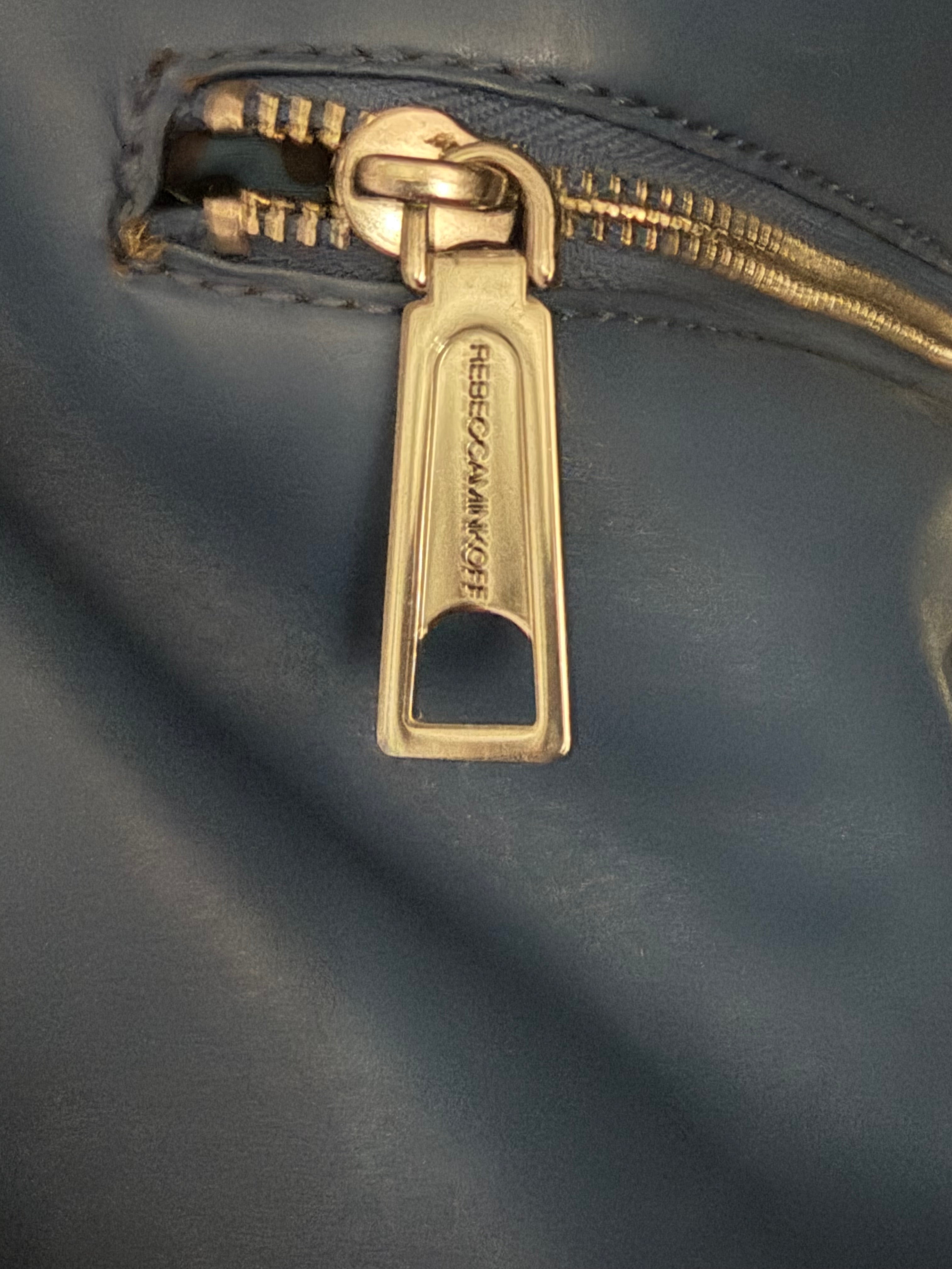 Rebecca Minkoff Blue Leather Studded Hobo Shoulder Bag | Chain Strap Designer Purse