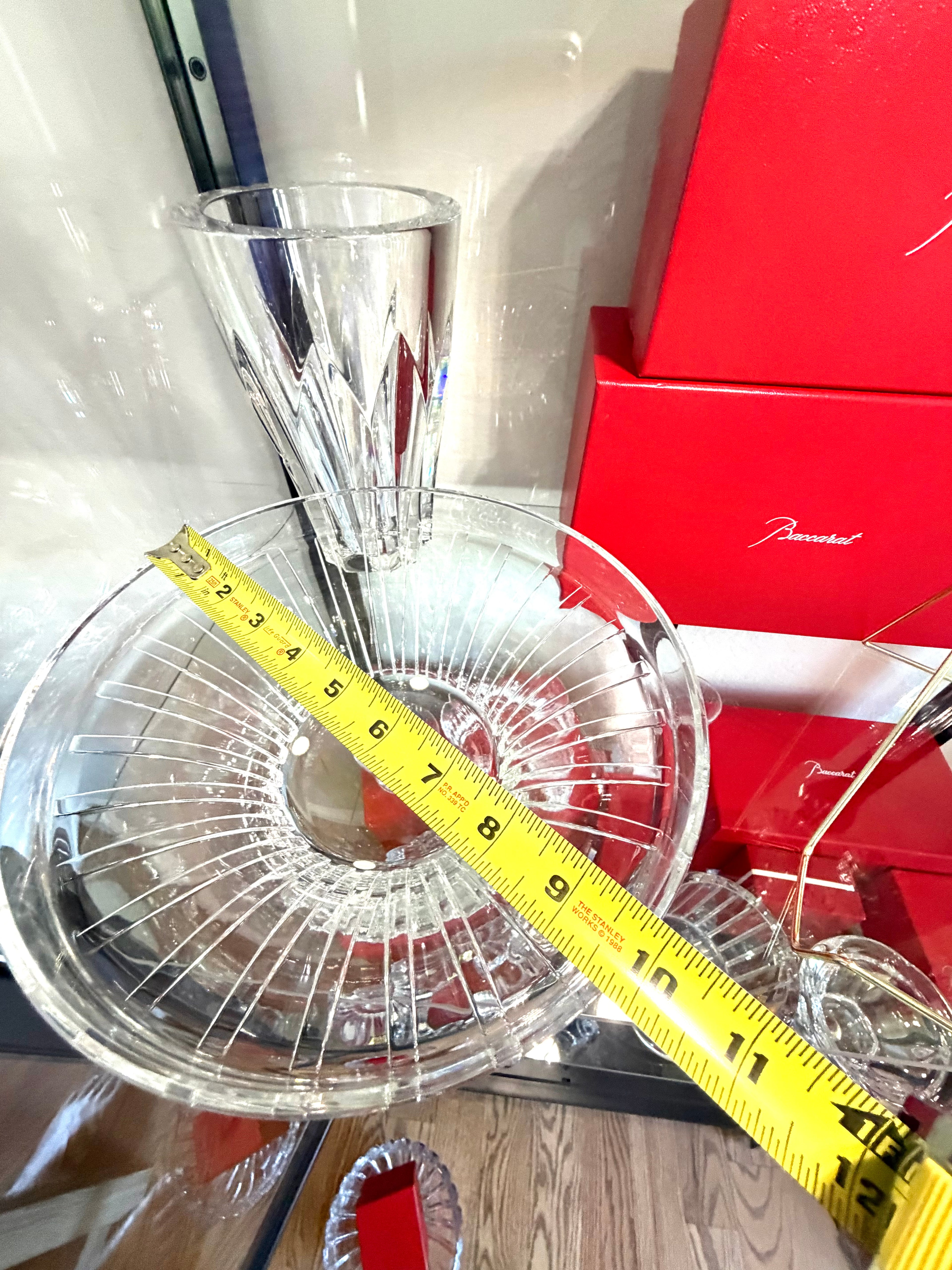 Baccarat Crystal Radiating Cut Centerpiece Bowl – Signed French Crystal – 11.5” Diameter
