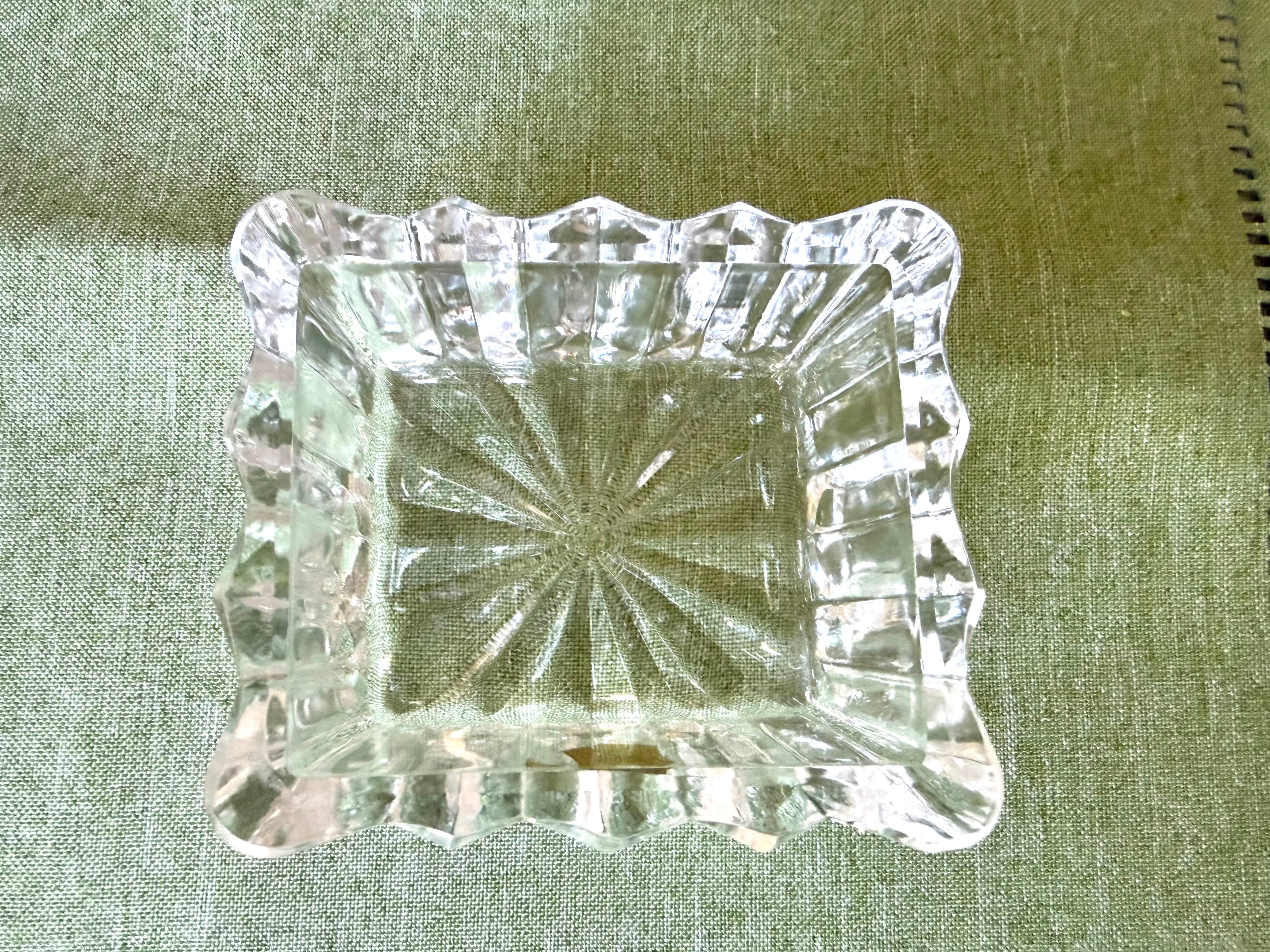 Hand-Cut Polish Lead Crystal Sugar Packet Holder / Trinket Dish – 24% PbO Crystal Catchall Vintage