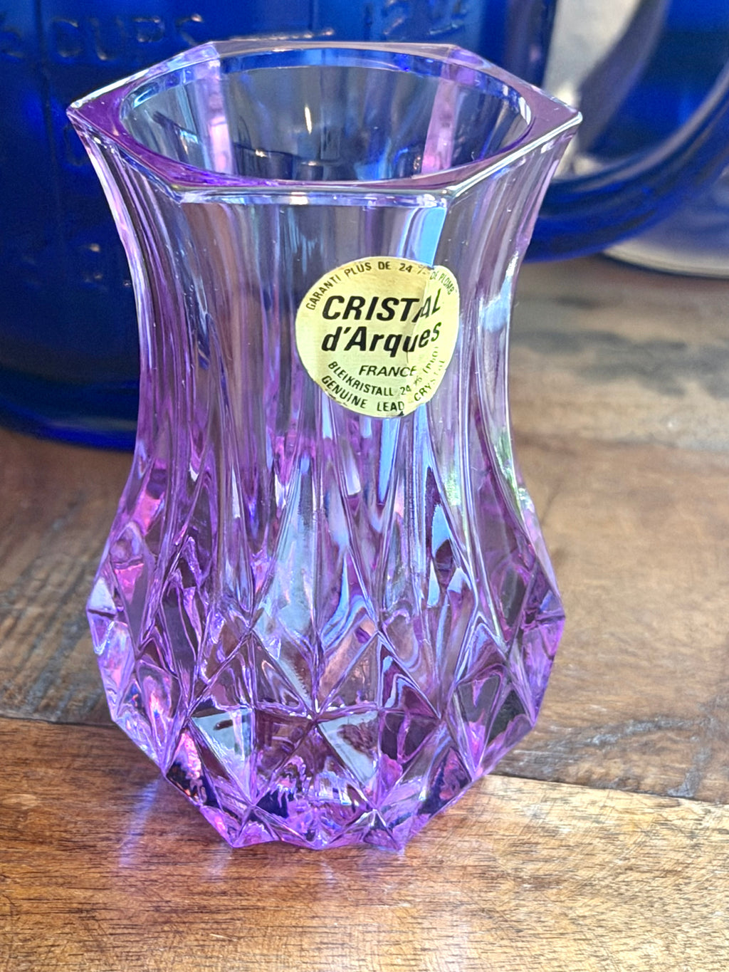 Color Changing Cristal d’Arques France Lead Crystal Vase Amethyst to Blue Rare