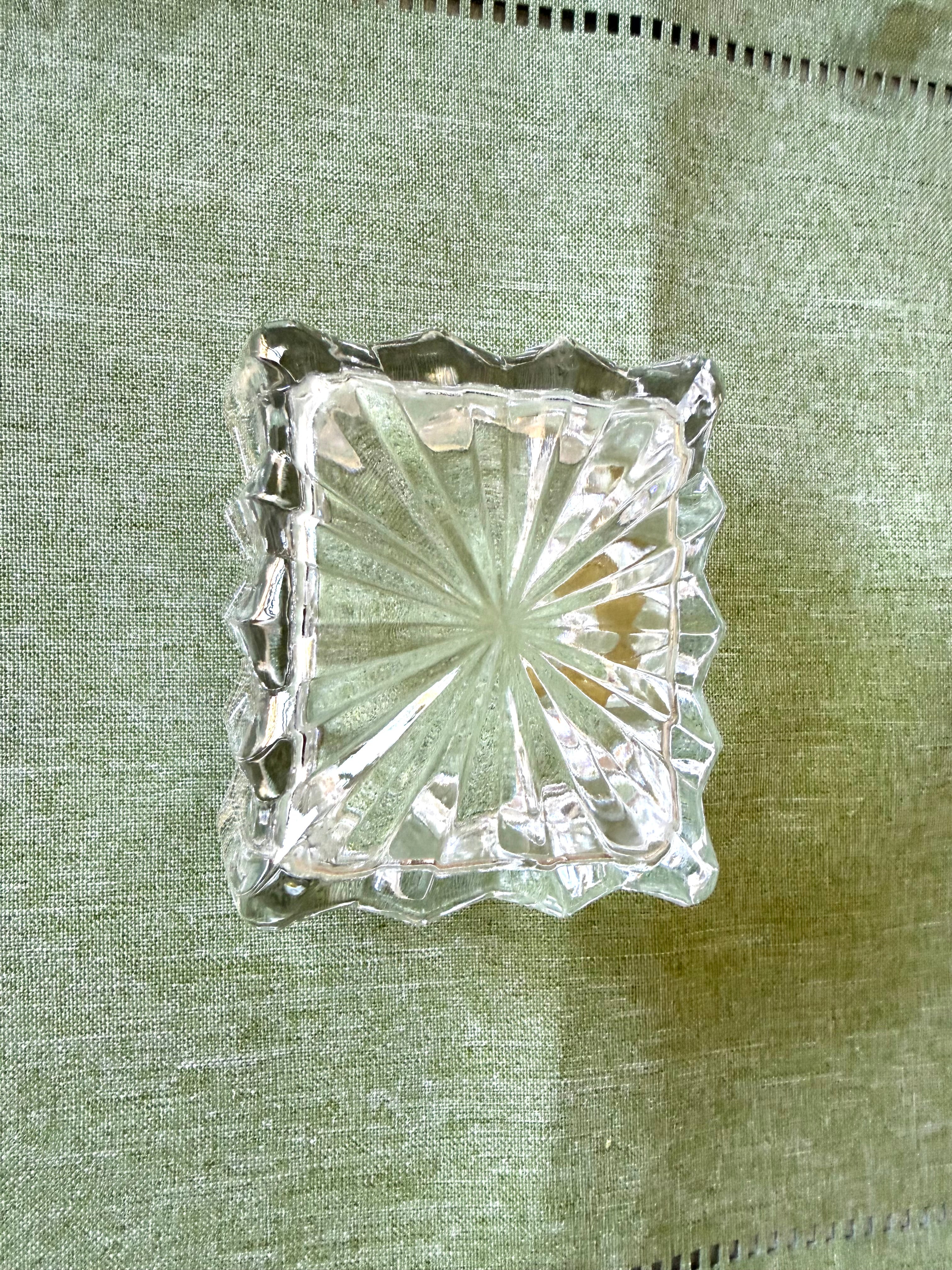 Hand-Cut Polish Lead Crystal Sugar Packet Holder / Trinket Dish – 24% PbO Crystal Catchall Vintage