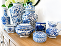 Blue White Chinoiserie Trinket Box Crackle Glaze Porcelain Keepsake Box Asian Longevity Symbol Decor