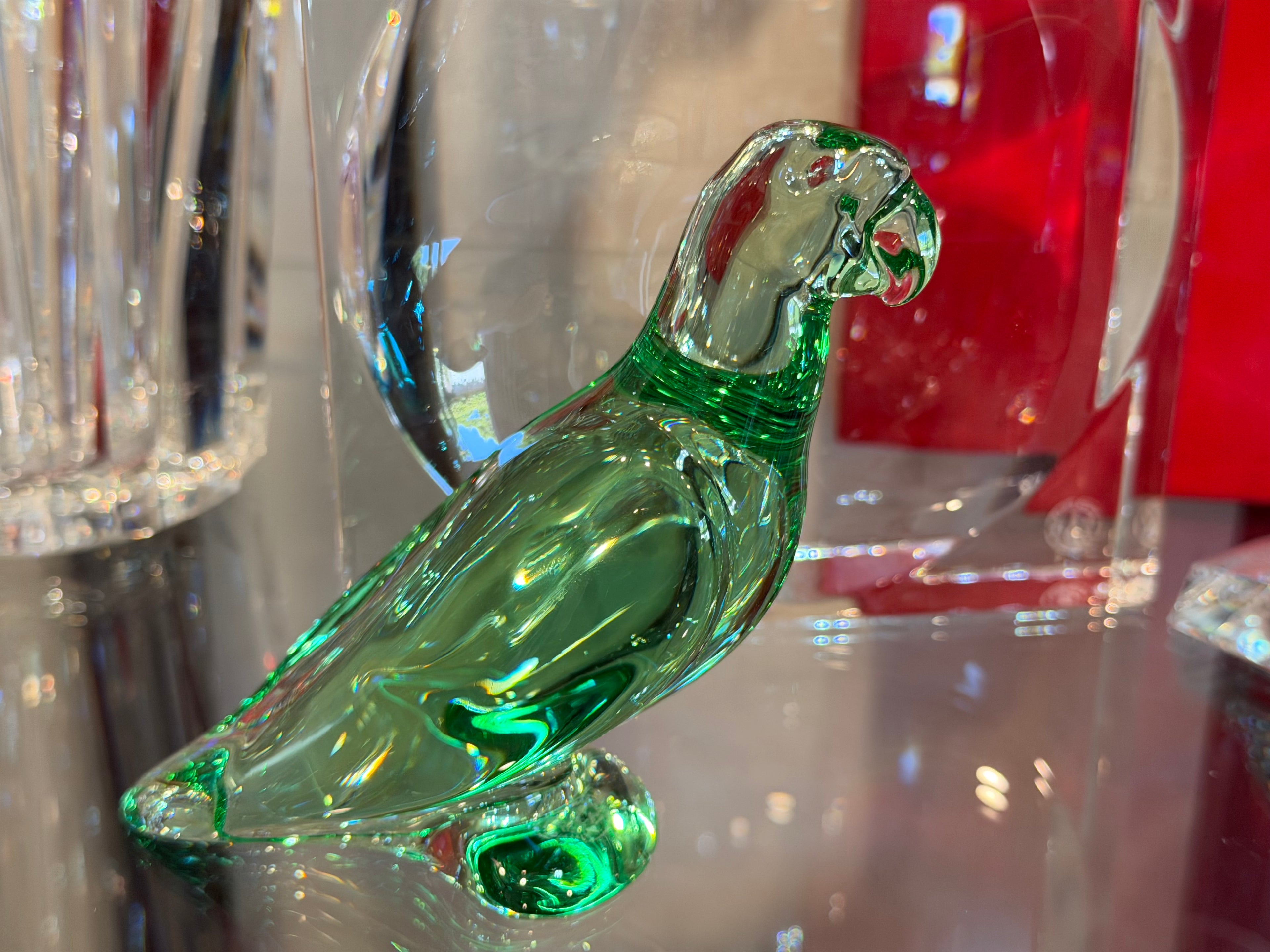 Double Signed Emerald & Turquoise Crystal Bird Sculptures – Pair
