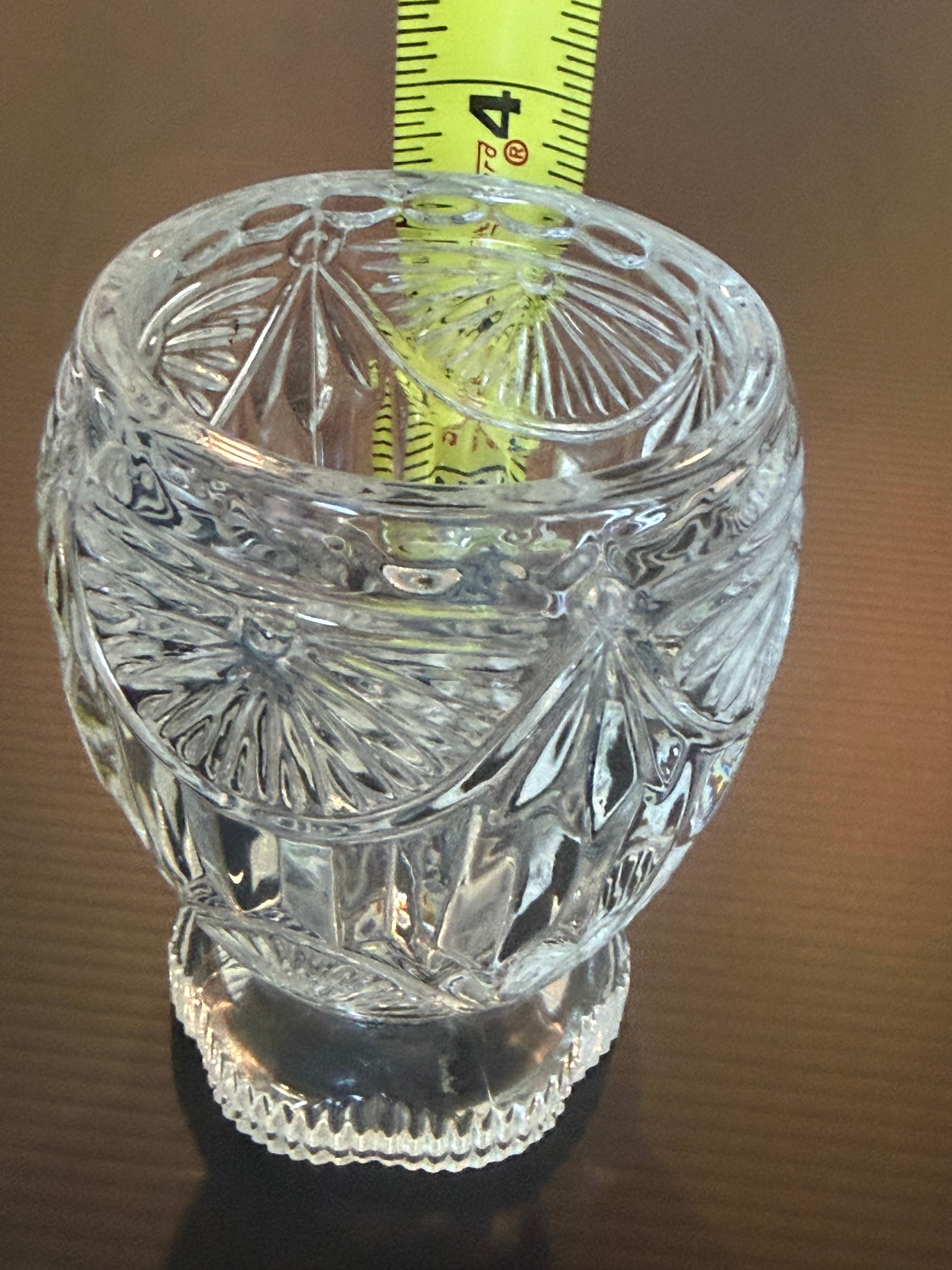 Pressed Crystal Votive Candle Holder Footed Glass Tealight Holder Elegant Cut Crystal Decor Vintage