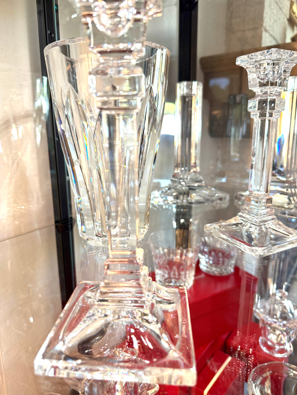 Tiffany & Co. Crystal Candlesticks – Pair | Architectural Art Deco Design