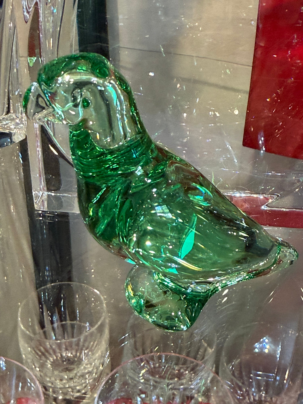 Double Signed Emerald & Turquoise Crystal Bird Sculptures – Pair
