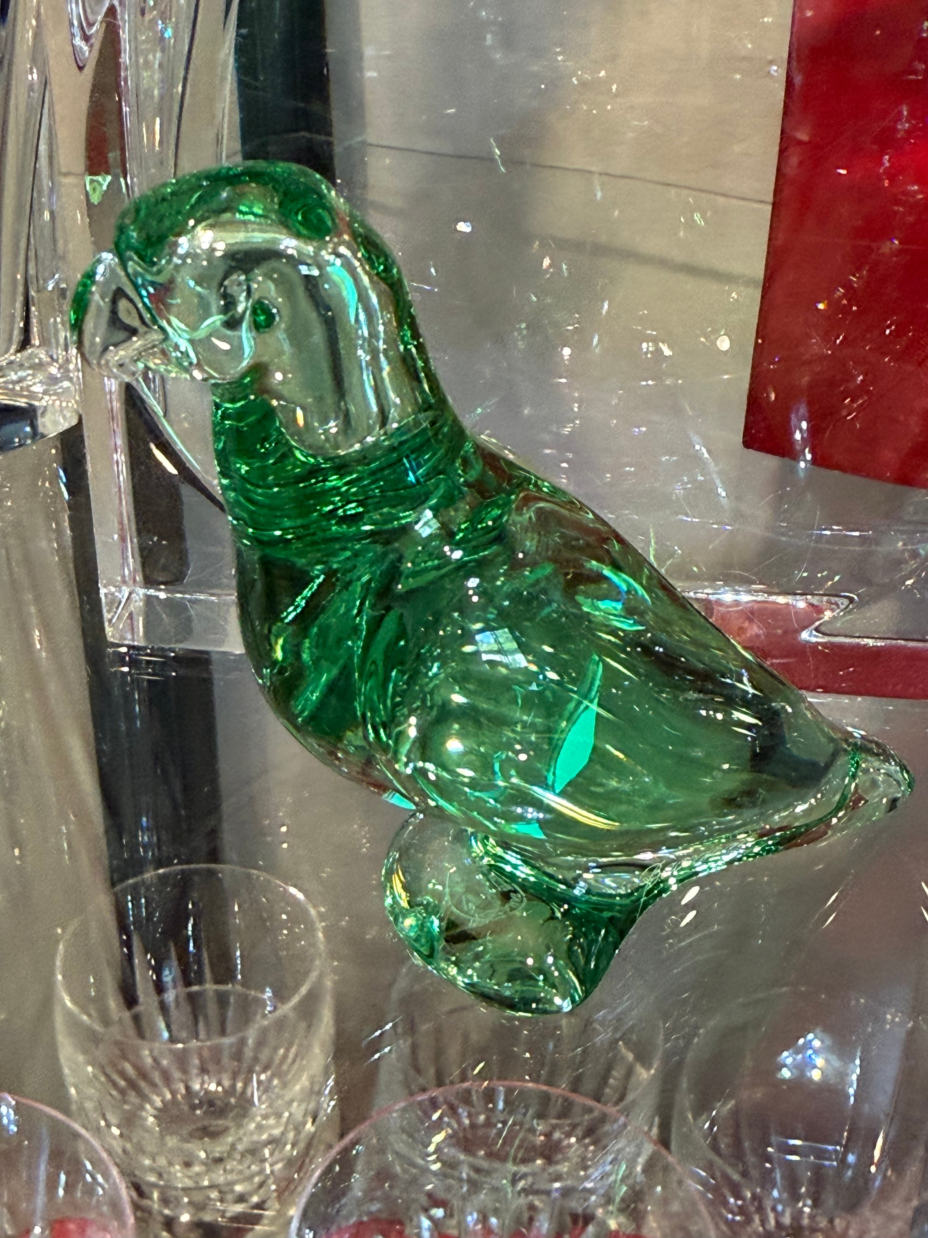 Double Signed Emerald & Turquoise Crystal Bird Sculptures – Pair