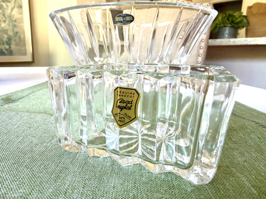 Hand-Cut Polish Lead Crystal Sugar Packet Holder / Trinket Dish – 24% PbO Crystal Catchall Vintage