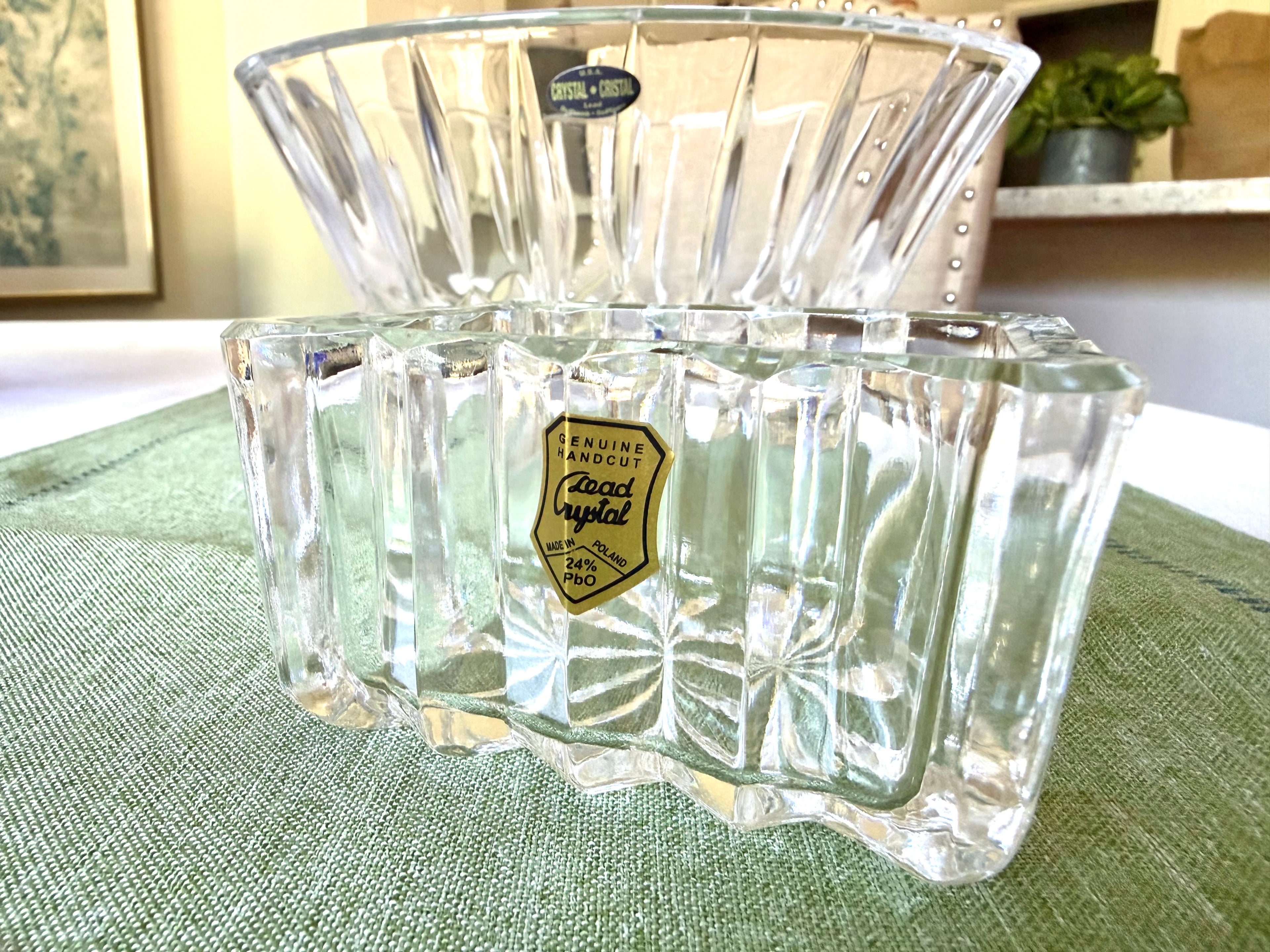 Hand-Cut Polish Lead Crystal Sugar Packet Holder / Trinket Dish – 24% PbO Crystal Catchall Vintage