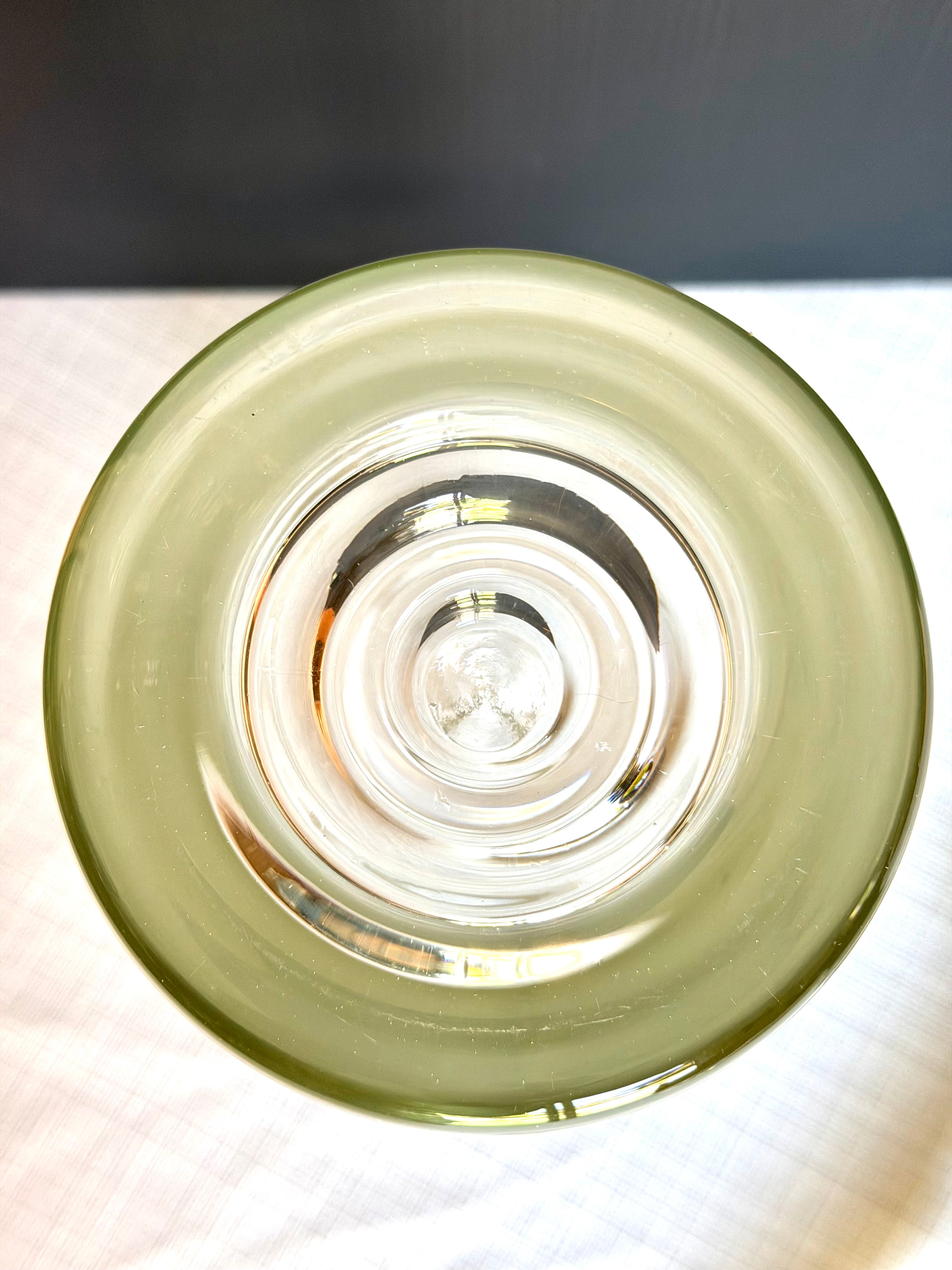 Heavy Art Glass Decanter Bottle With Stopper Clear Scandinavian Style 11.5”