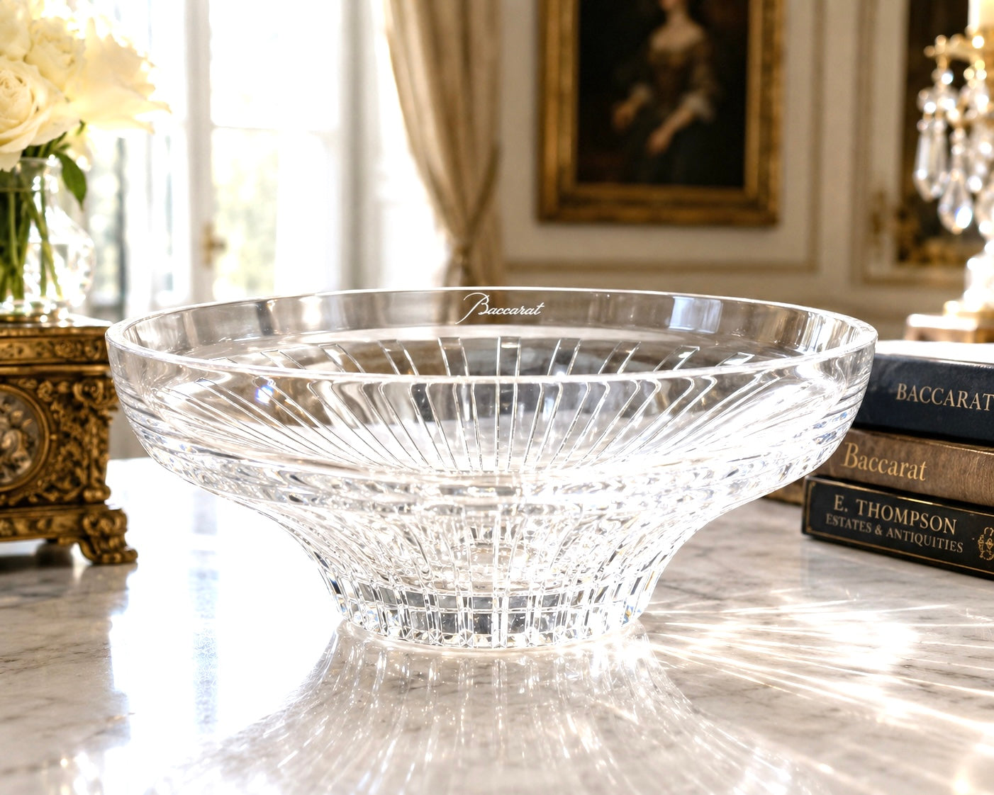 Baccarat Crystal Radiating Cut Centerpiece Bowl – Signed French Crystal – 11.5” Diameter