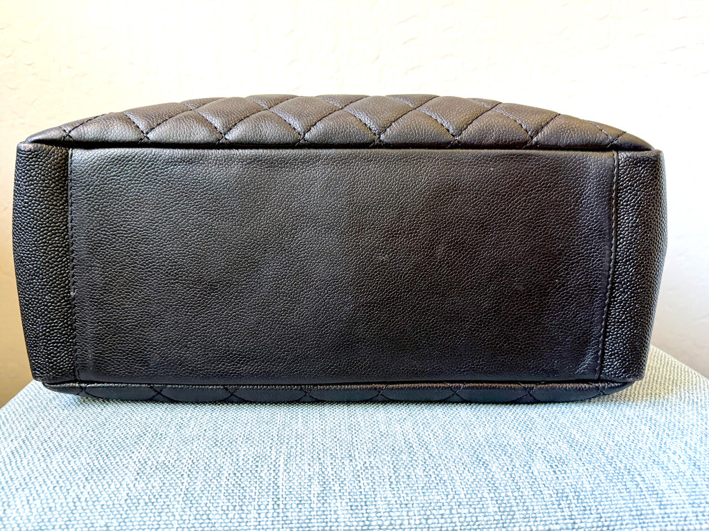 Authentic Chanel Grand Shopping Tote GST Black Caviar Leather Silver Hardware Made in Italy
