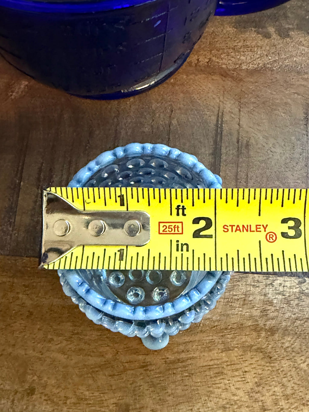 Blue Hobnail Opalescent Toothpick Holder / Mini Vase Vintage