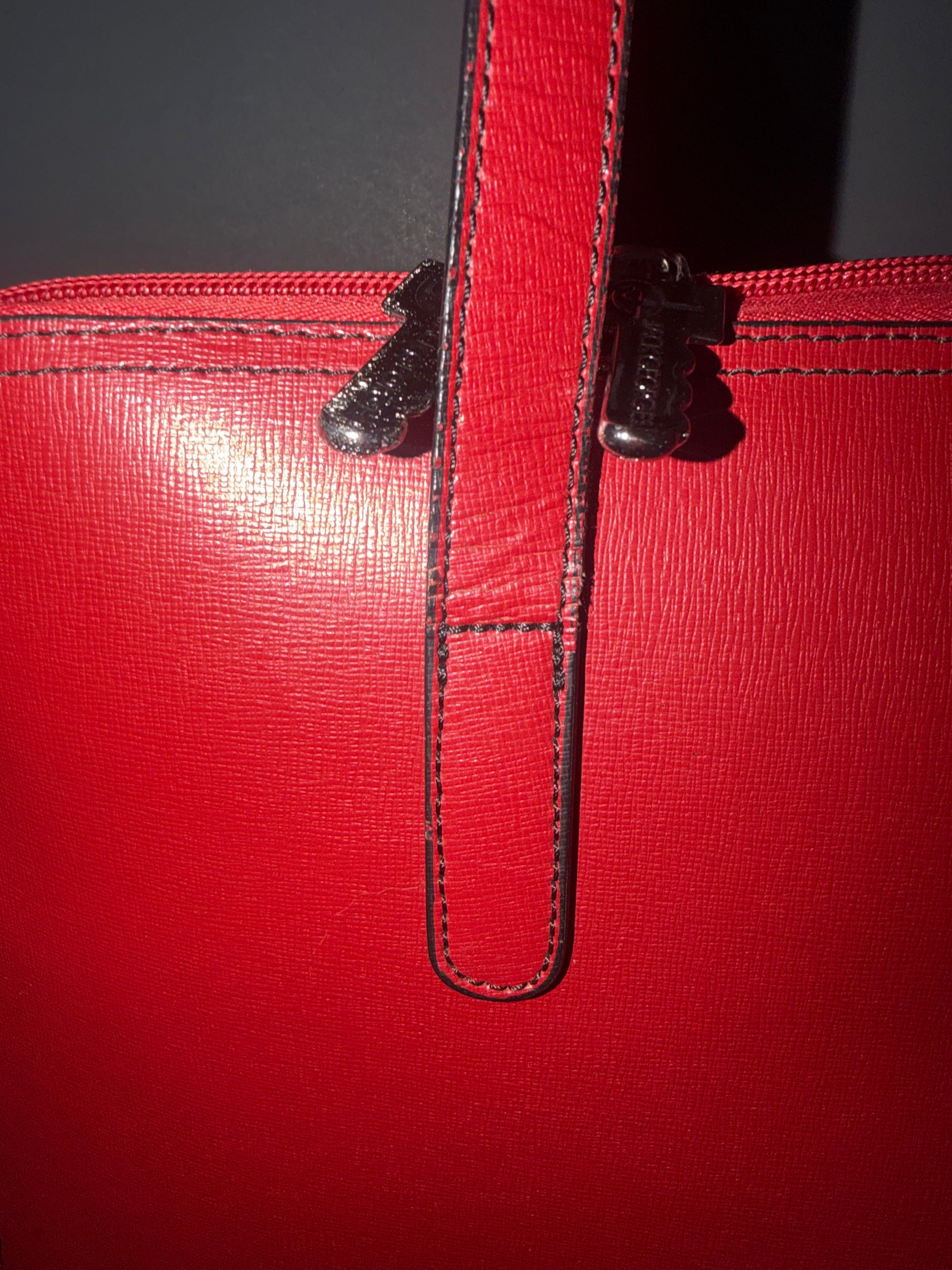 Jack Georges Chelsea Red Saffiano Leather Tote Bag Large Women’s Laptop Work Business Handbag