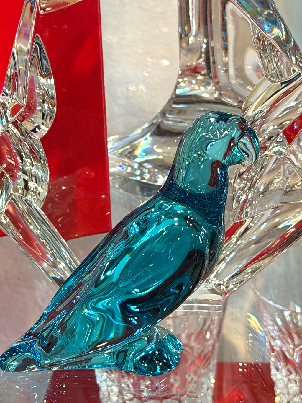 Double Signed Emerald & Turquoise Crystal Bird Sculptures – Pair