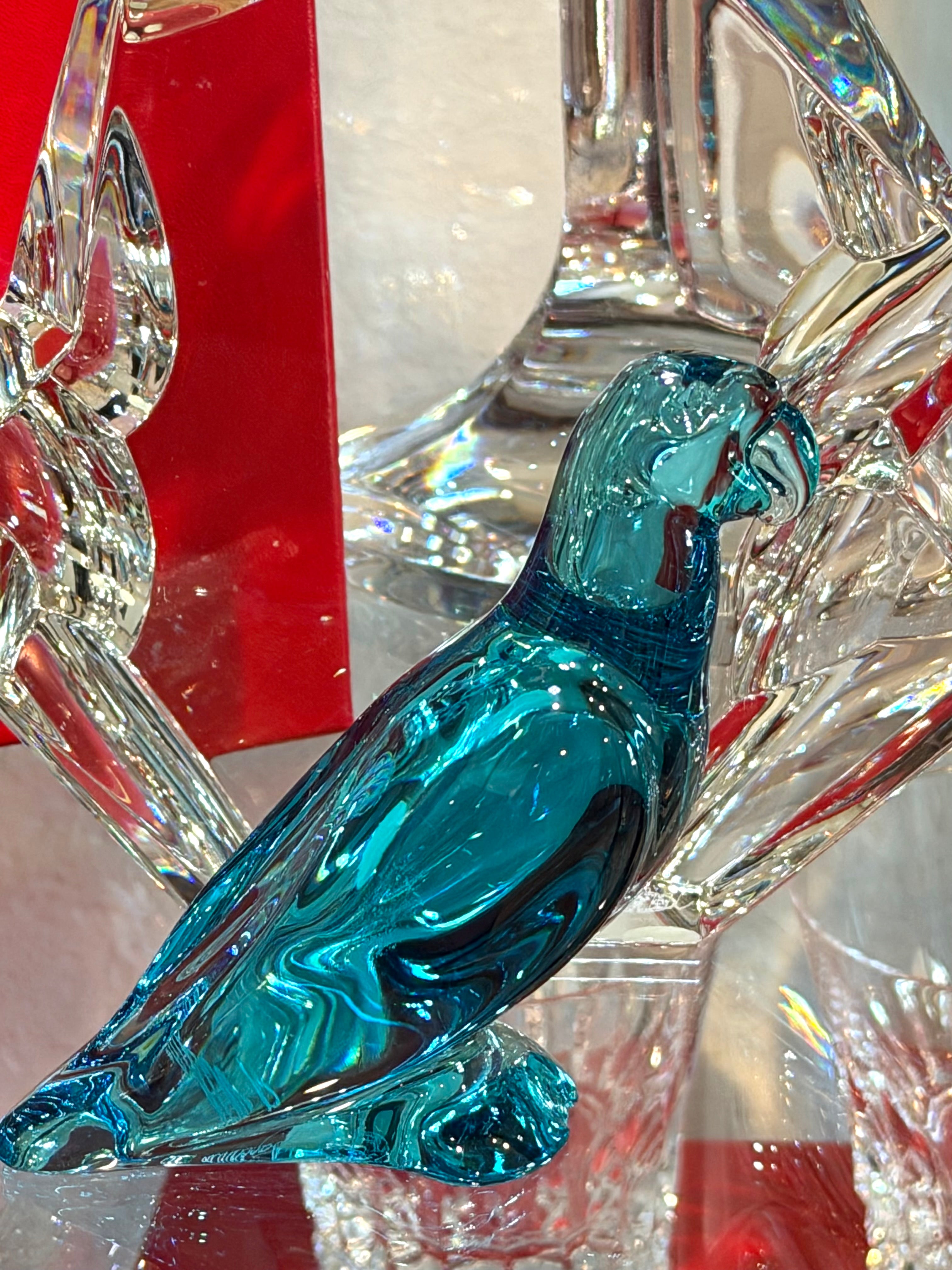 Double Signed Emerald & Turquoise Crystal Bird Sculptures – Pair