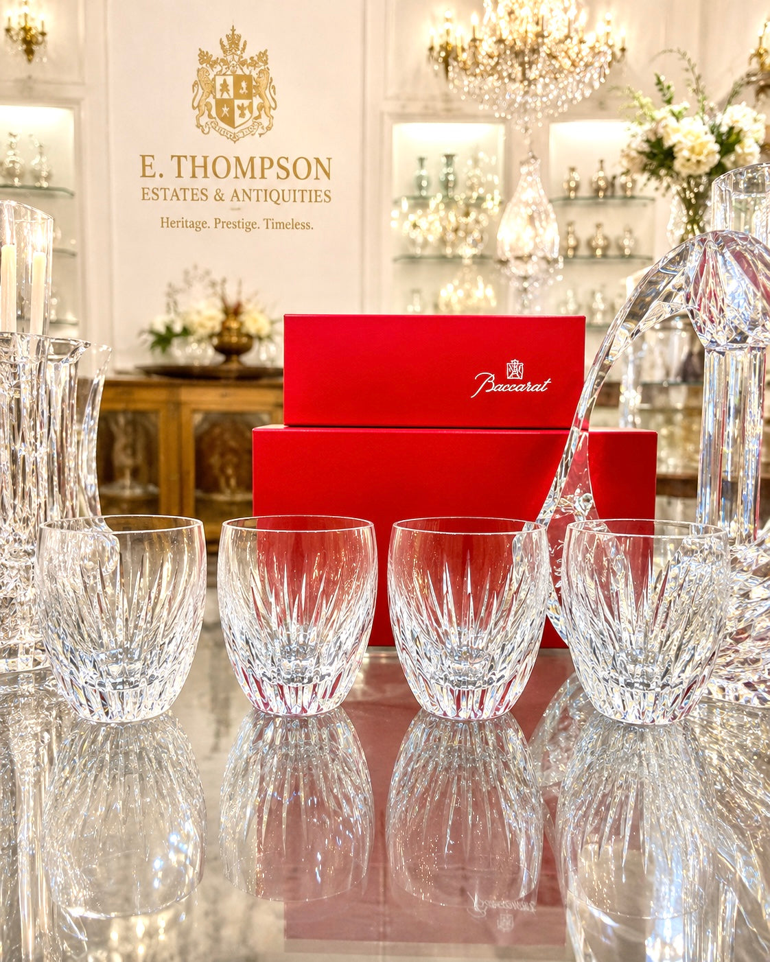 Baccarat Masséna Crystal Double Old Fashioned Tumblers Glasses Set of 4 Signed France