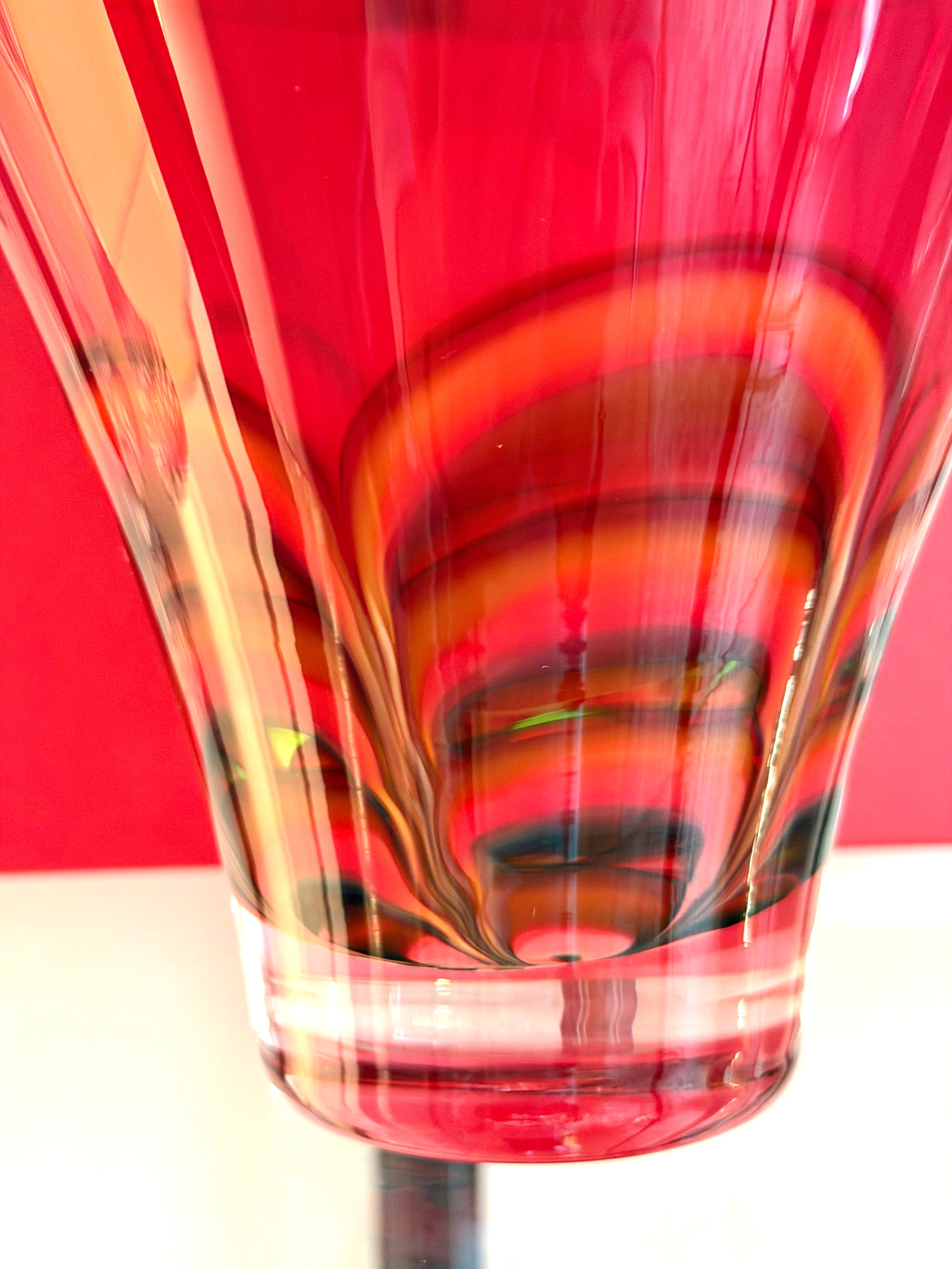 Waterford Evolution Ruby Red Art Glass Vase Ireland Contemporary Crystal Centerpiece