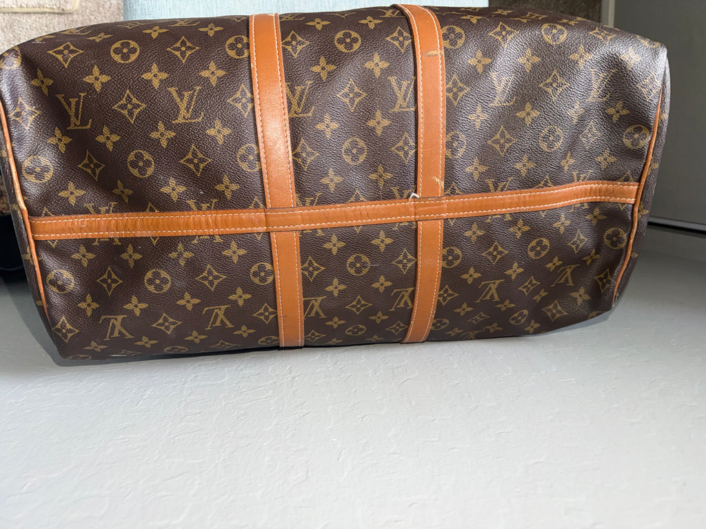 Louis Vuitton Keepall 55 Monogram Canvas Duffle Bag - Vintage Luxury Travel Bag with Leather Handles