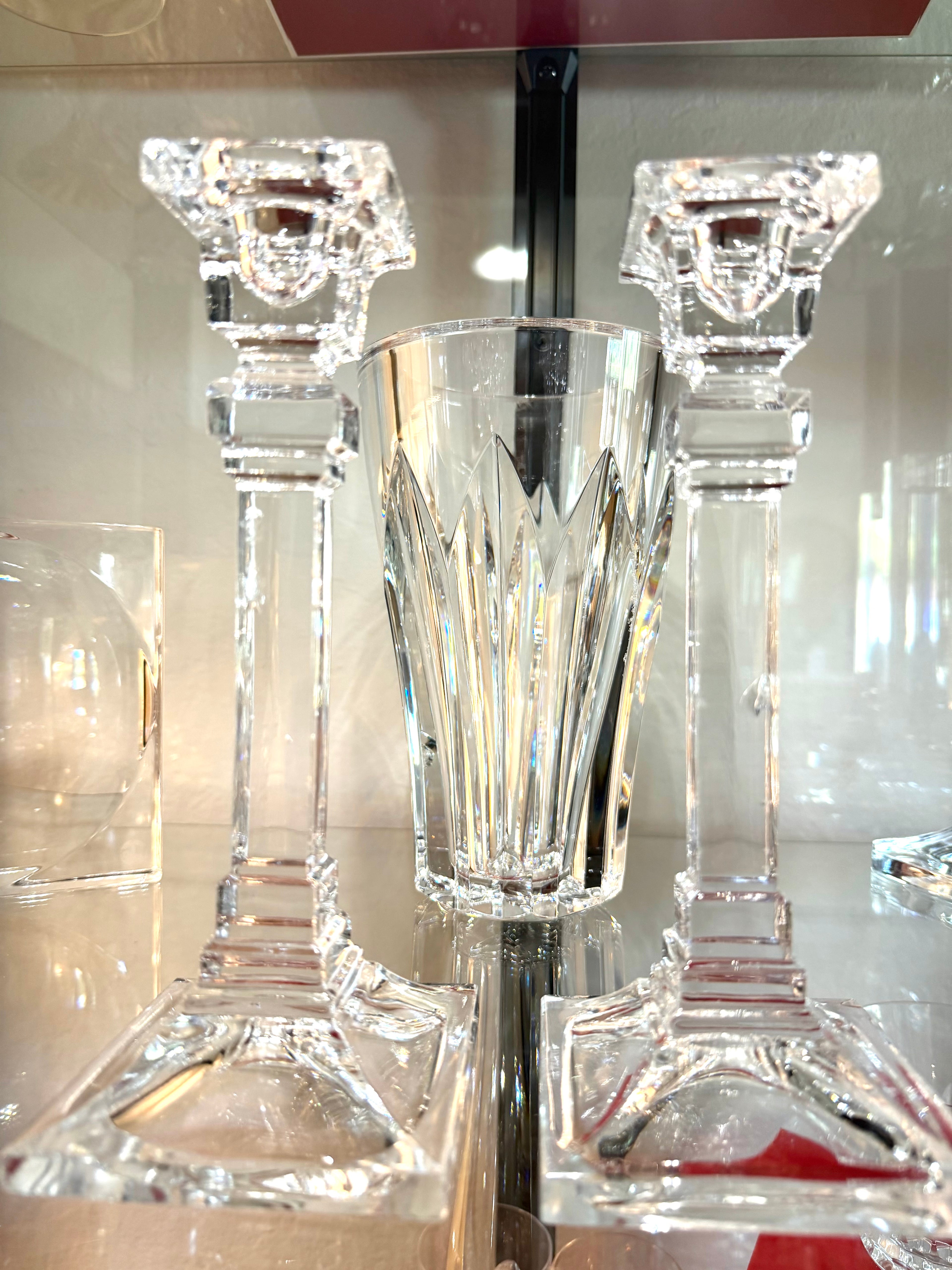 Tiffany & Co. Crystal Candlesticks – Pair | Architectural Art Deco Design