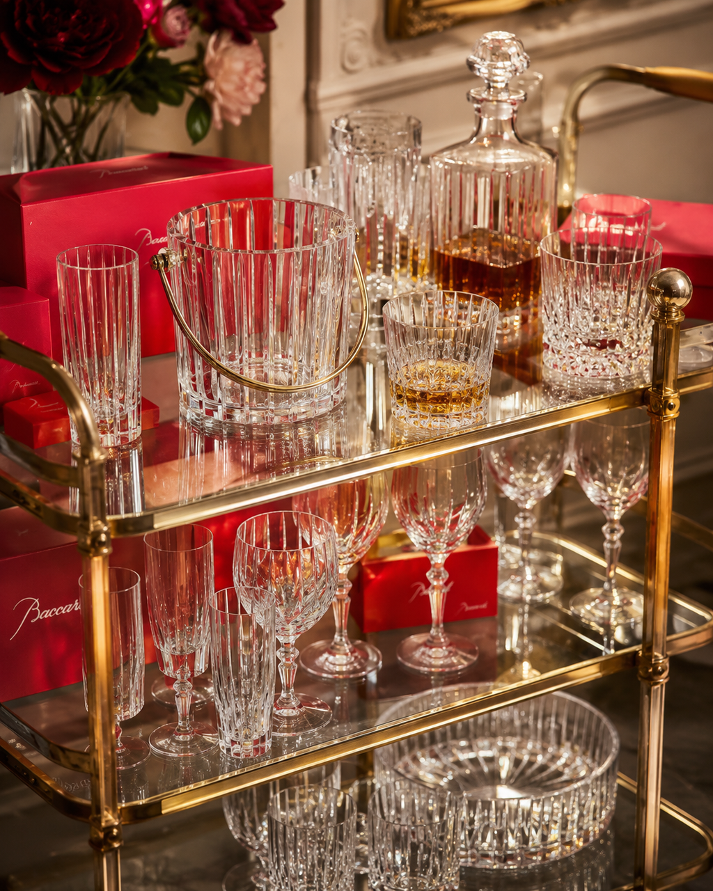 Baccarat Harmonie Crystal Ice Bucket with Handle — French Luxury Crystal Barware