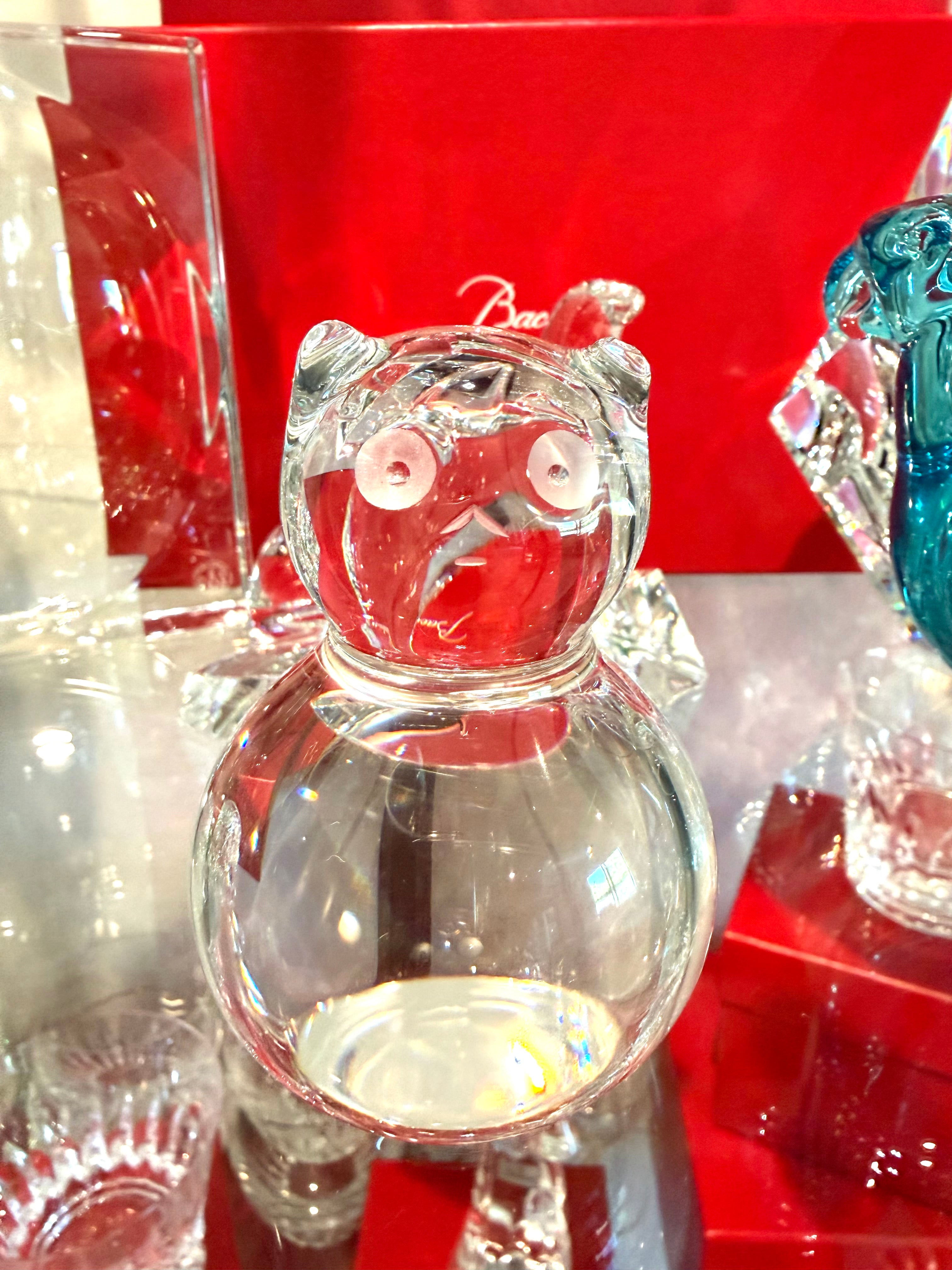 Baccarat Crystal Bear Figurine in Original Red Box Authentic French Crystal Paperweight Decor
