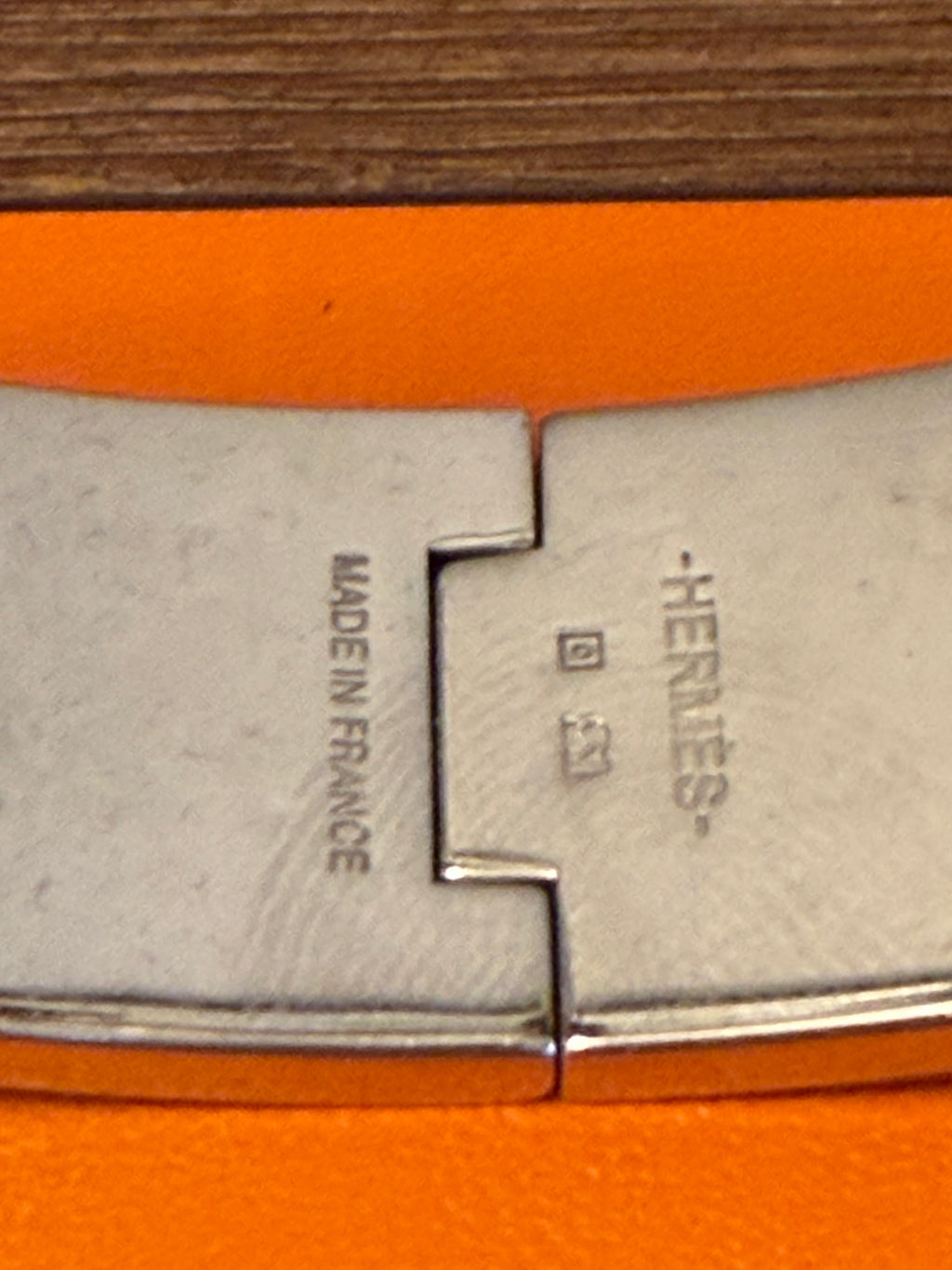 Hermès Clic Clac H Bracelet PM Orange Enamel Palladium Plated with Box