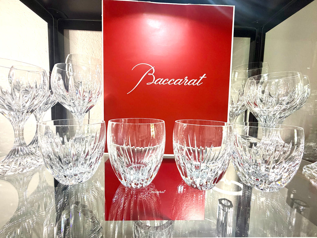 Baccarat Masséna Crystal Double Old Fashioned Tumblers Glasses Set of 4 Signed France