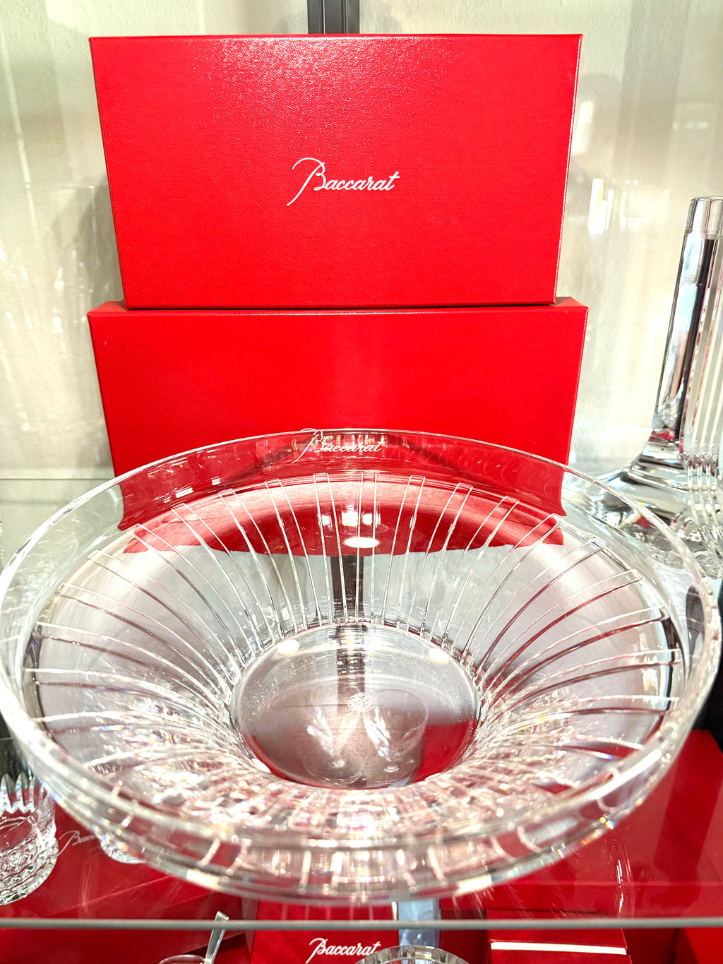 Baccarat Crystal Radiating Cut Centerpiece Bowl – Signed French Crystal – 11.5” Diameter