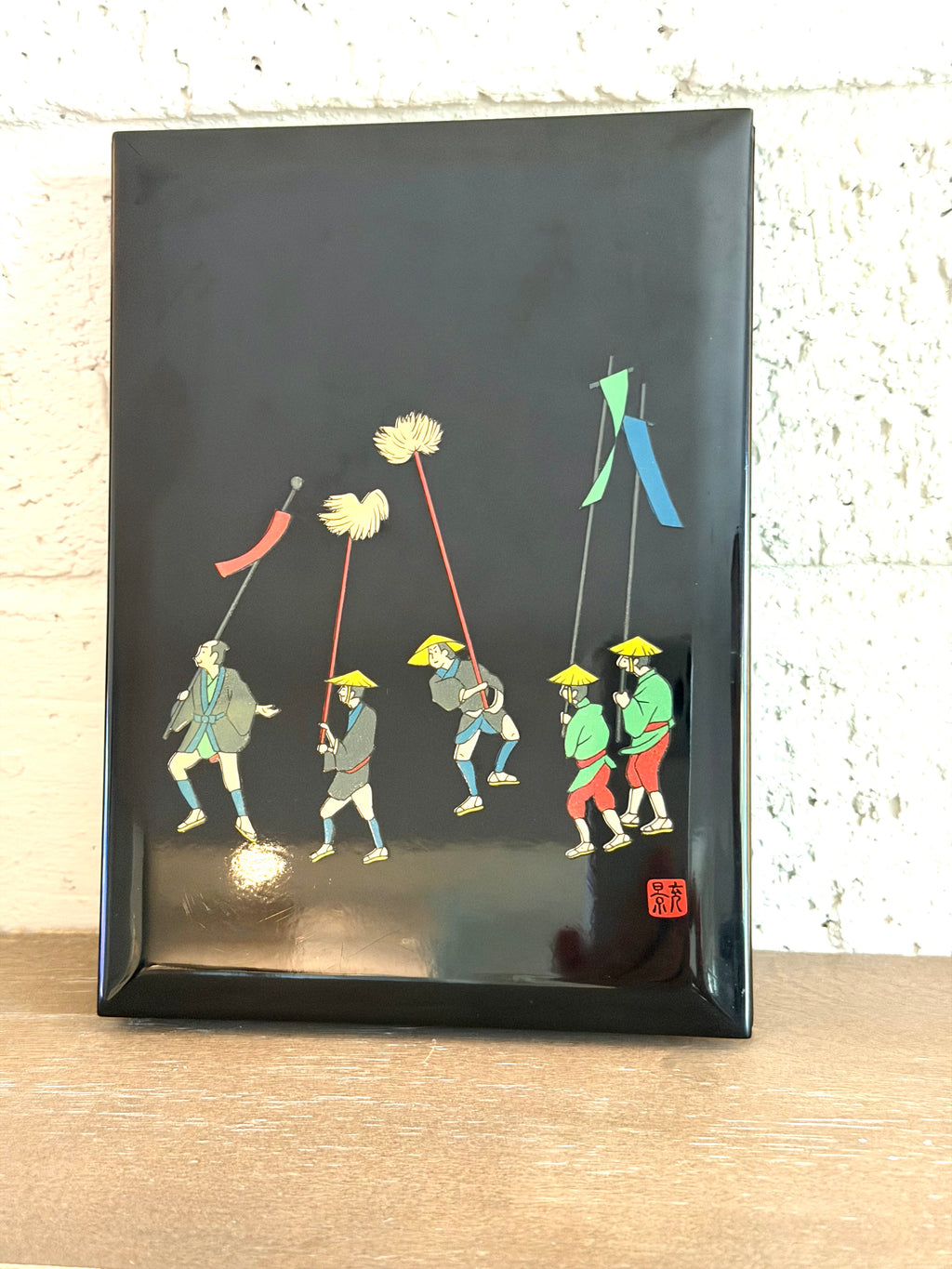 Japanese Lacquer Address Book Black Lacquerware Festival Scene Alphabetized Tabs