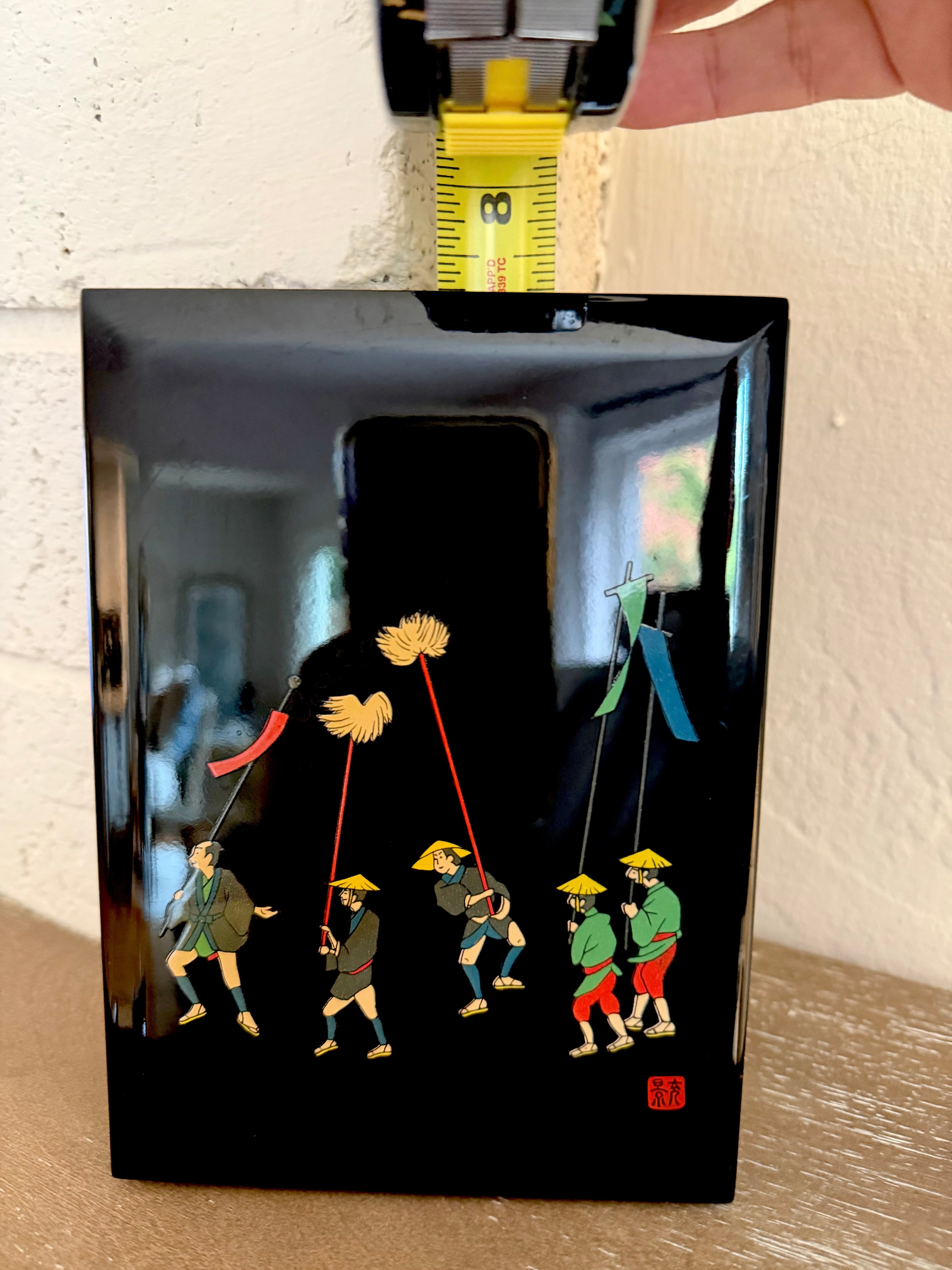 Japanese Lacquer Address Book Black Lacquerware Festival Scene Alphabetized Tabs