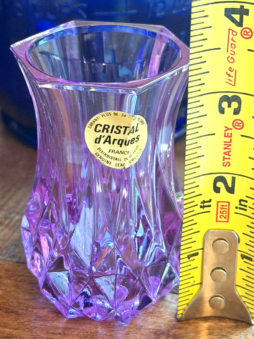 Color Changing Cristal d’Arques France Lead Crystal Vase Amethyst to Blue Rare
