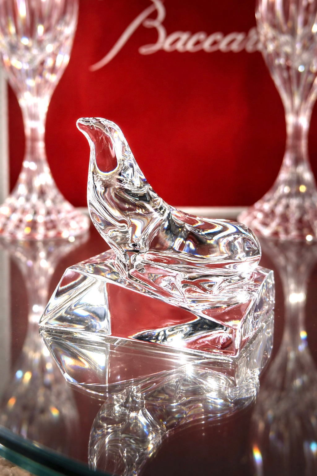 Baccarat Crystal Seal Figurine France Signed Sea Lion Iceberg Sculpture 3.5” Luxury With Box