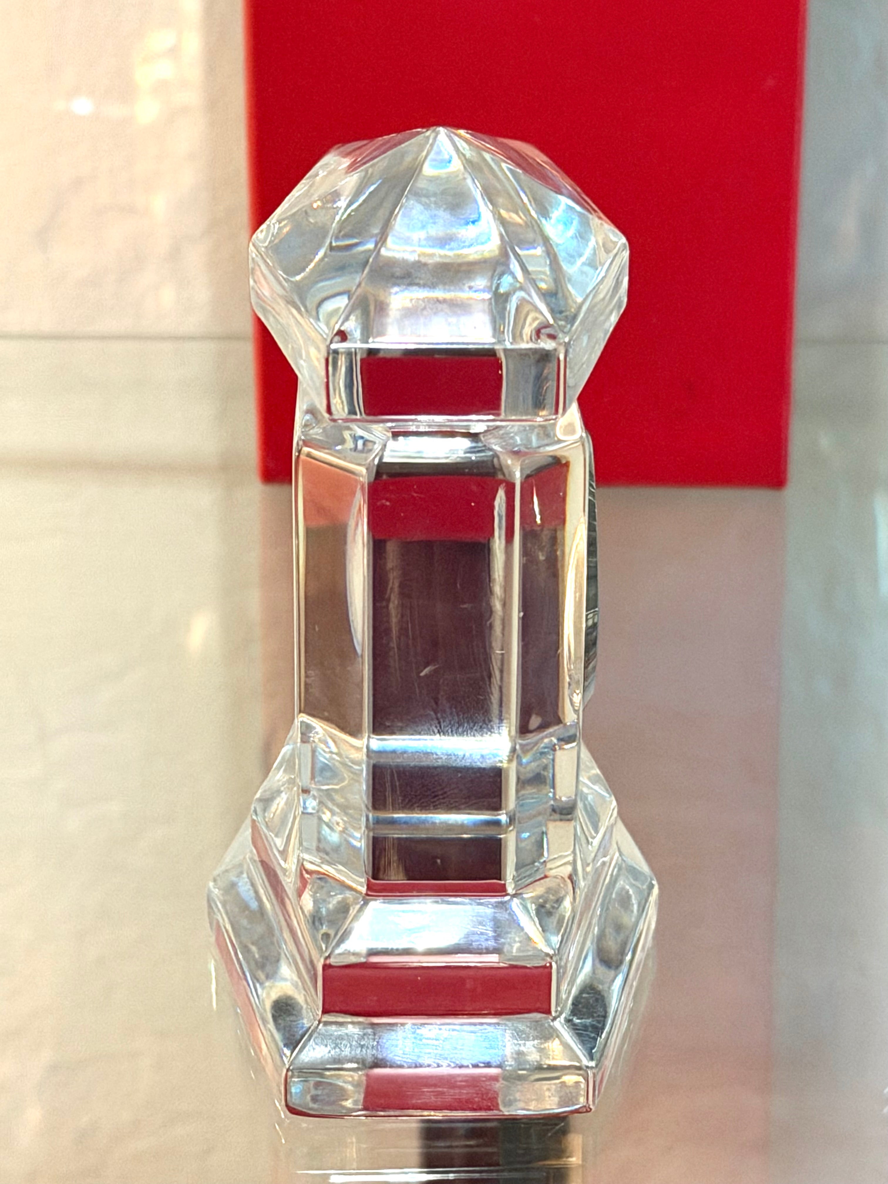 Lenox Crystal Quartz Desk Clock Geometric Clear Glass Mantel Office Decor Vintage