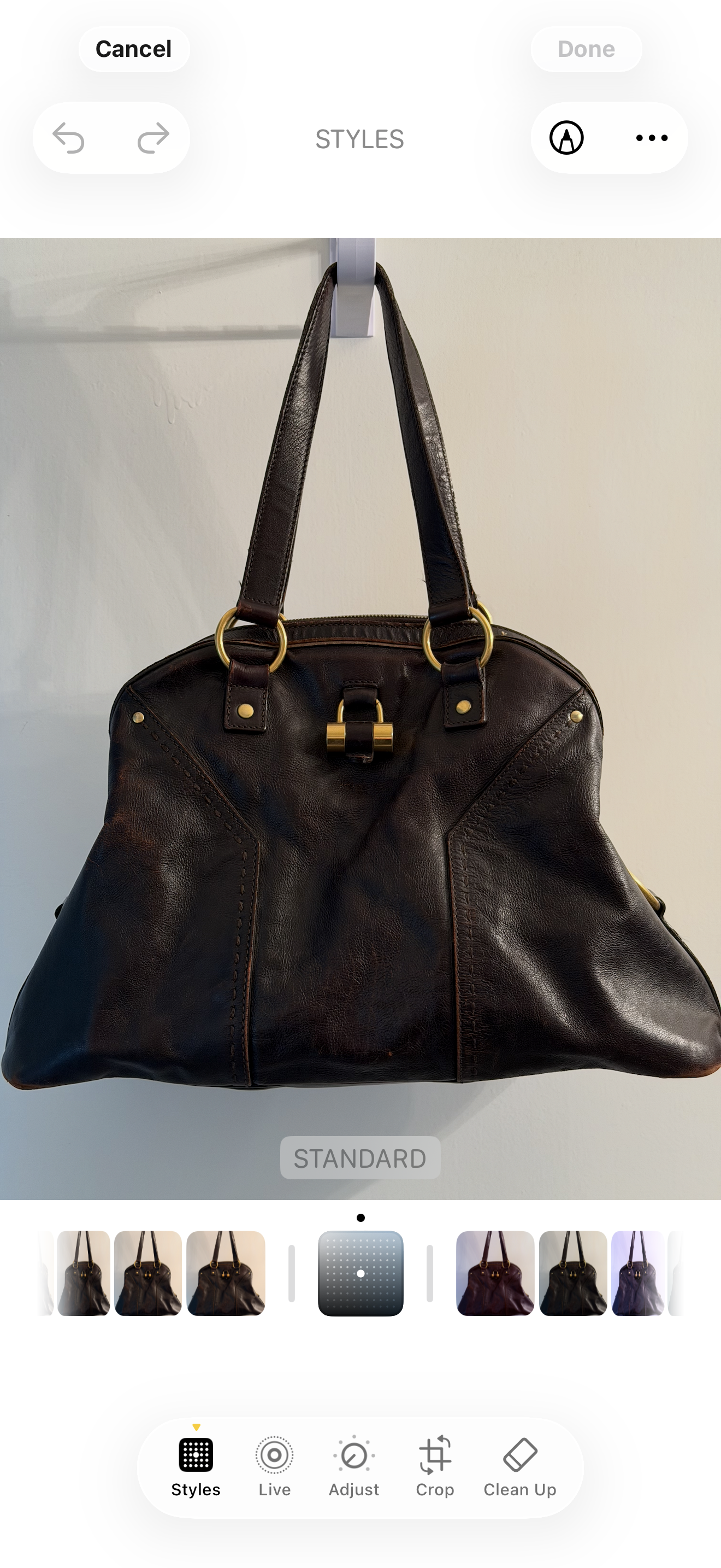 Authentic Yves Saint Laurent YSL Muse Leather Tote Bag Brown Gold Hardware Rive Gauche