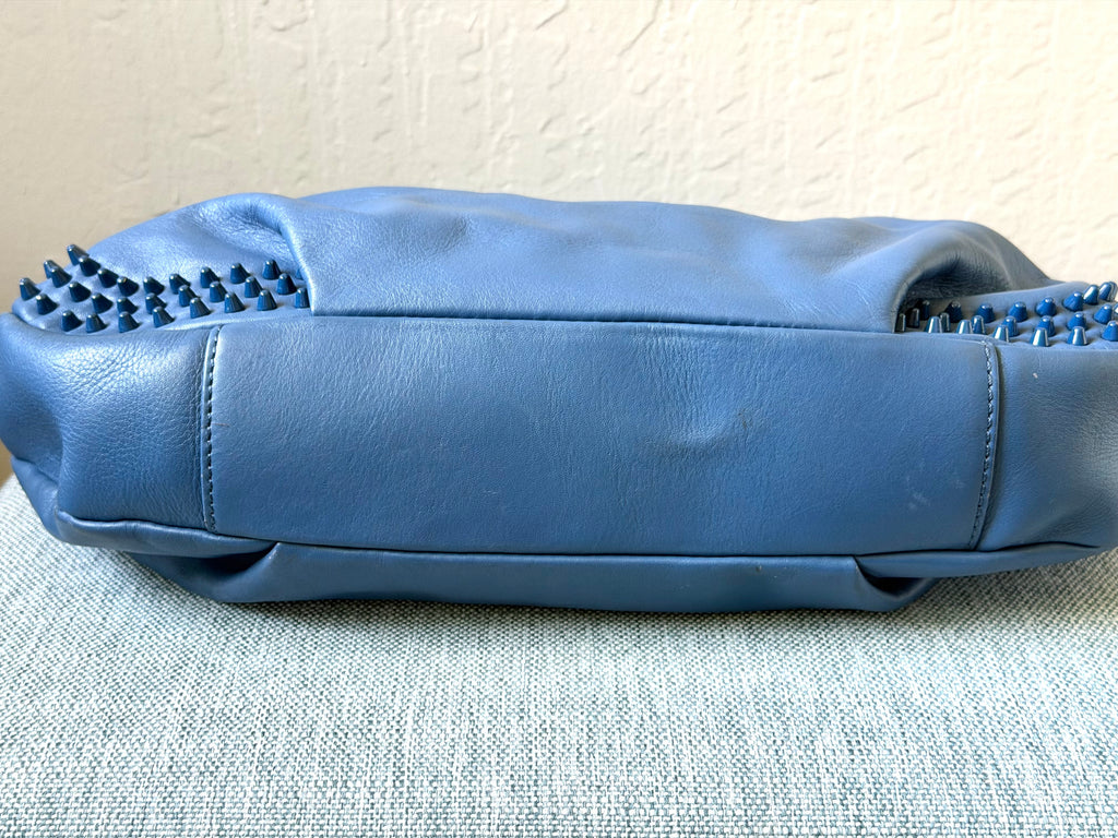 Rebecca Minkoff Blue Leather Studded Hobo Shoulder Bag | Chain Strap Designer Purse