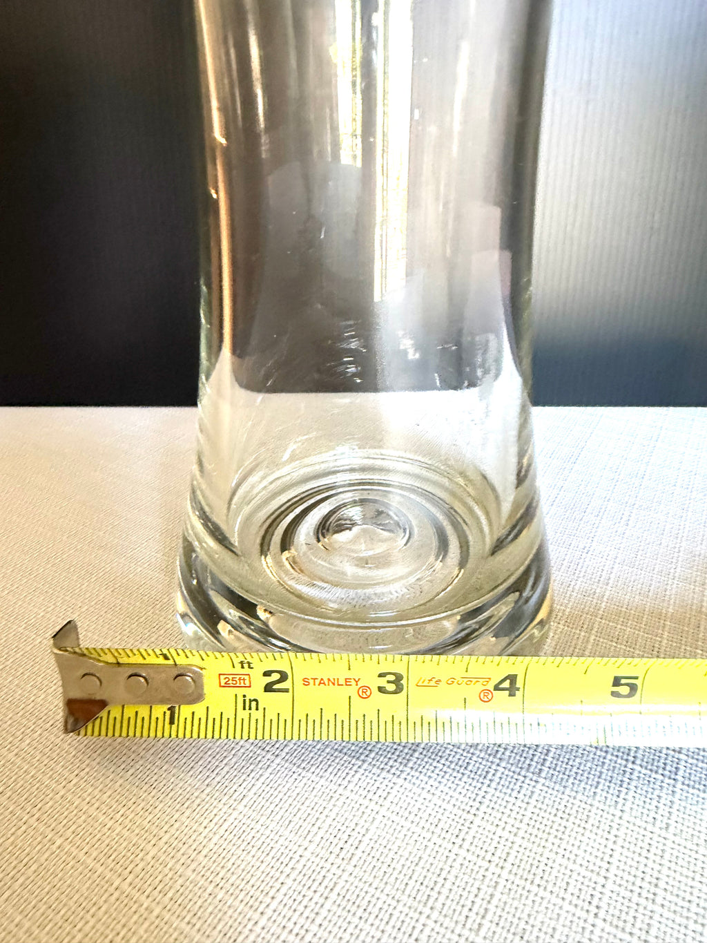 Heavy Art Glass Decanter Bottle With Stopper Clear Scandinavian Style 11.5”