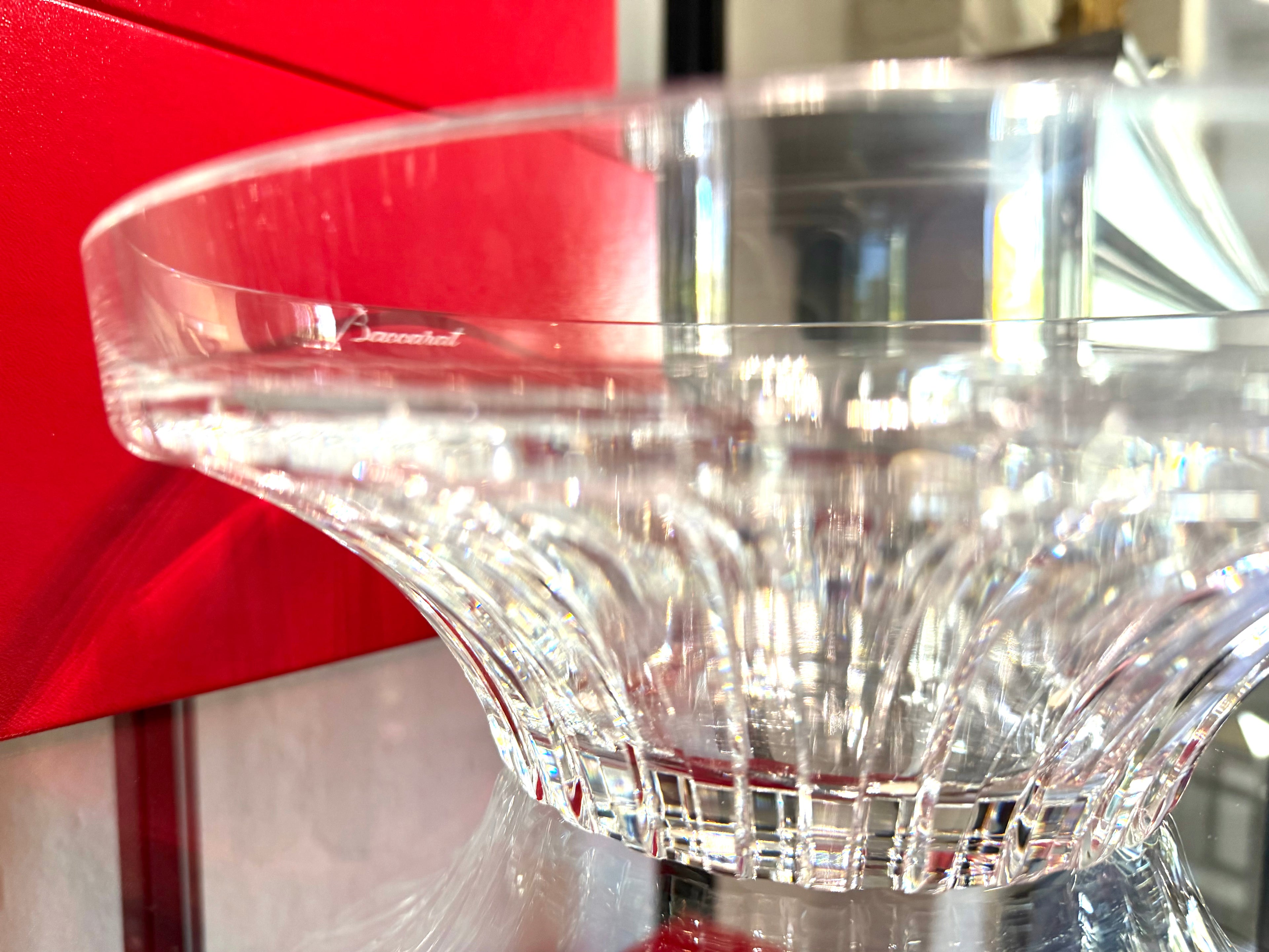 Baccarat Crystal Radiating Cut Centerpiece Bowl – Signed French Crystal – 11.5” Diameter