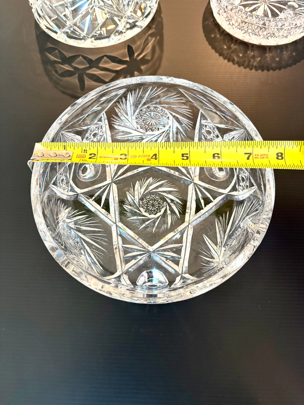 Heavy Cut Crystal Footed Bowl Starburst Centerpiece Elegant Estate Crystal Vintage