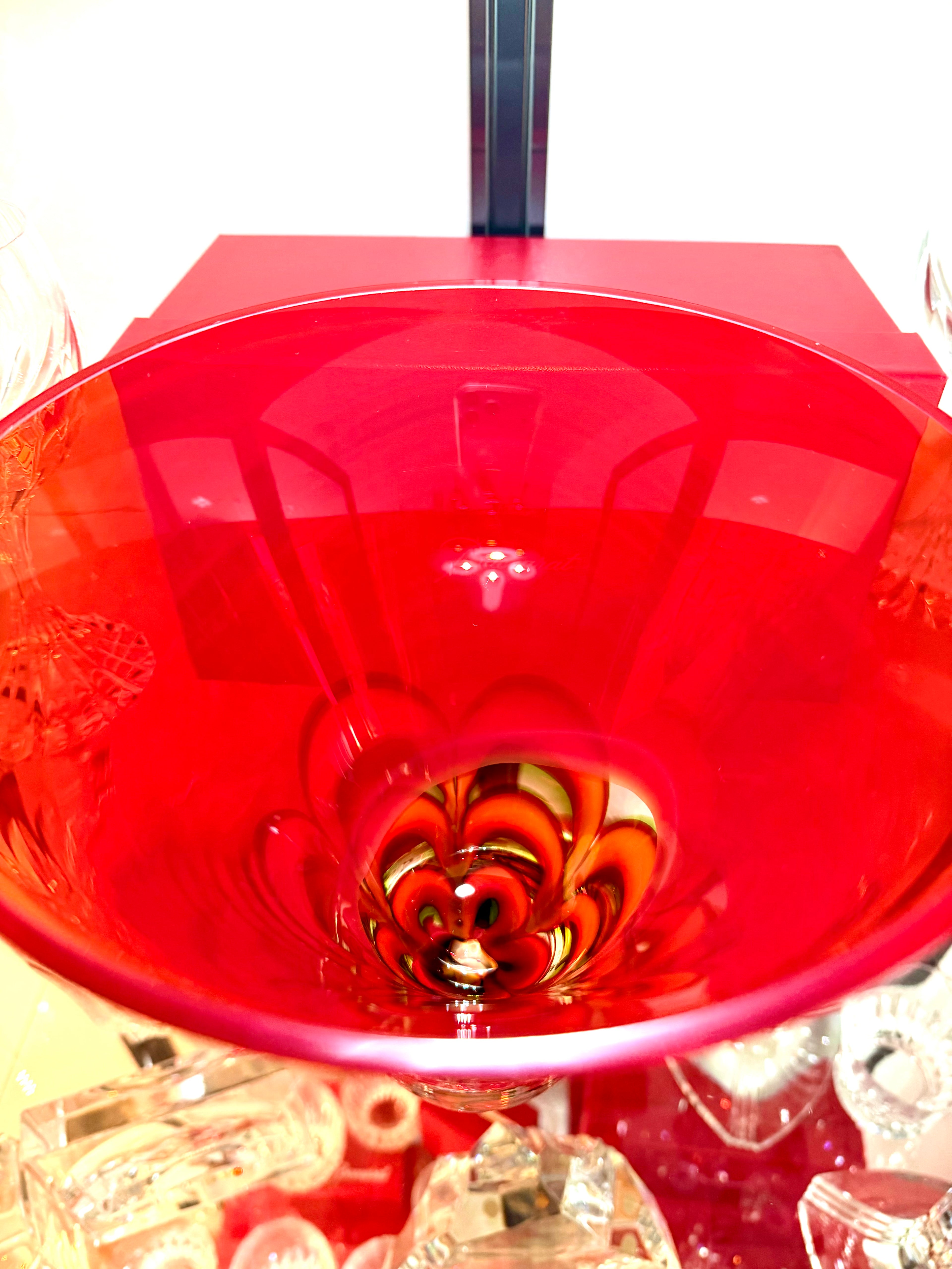 Waterford Evolution Ruby Red Art Glass Vase Ireland Contemporary Crystal Centerpiece