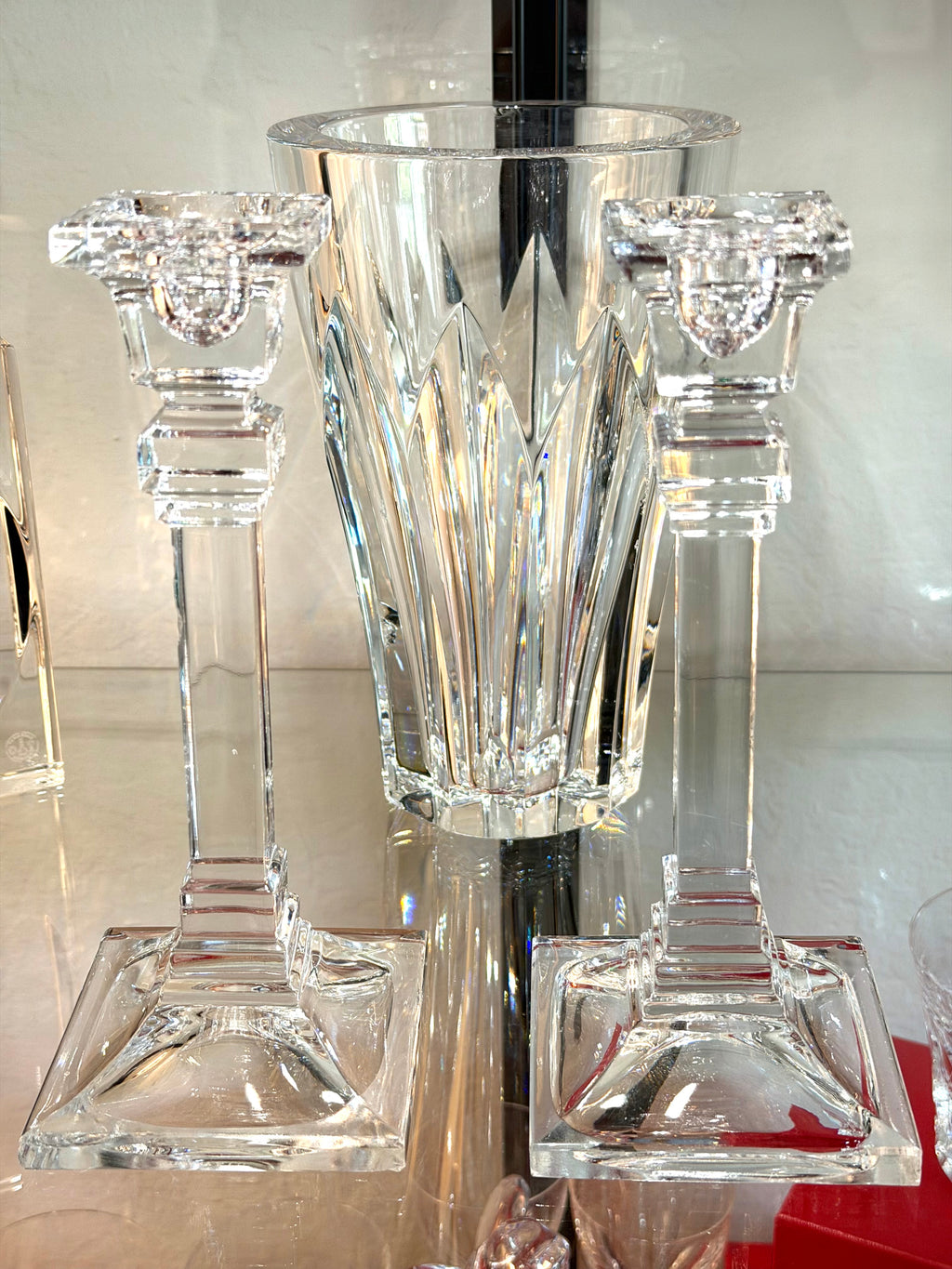 Tiffany & Co. Crystal Candlesticks – Pair | Architectural Art Deco Design