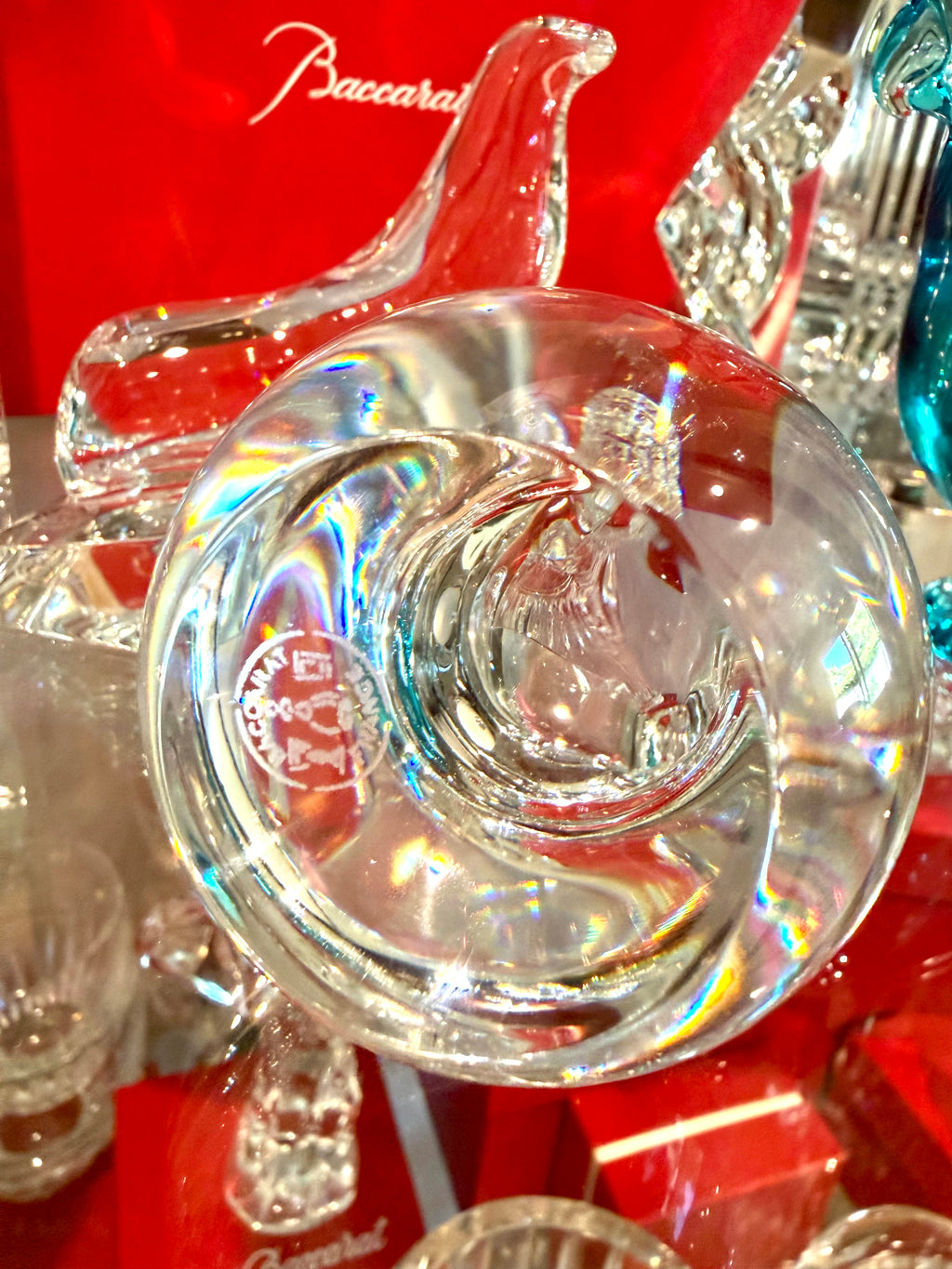Baccarat Crystal Bear Figurine in Original Red Box Authentic French Crystal Paperweight Decor