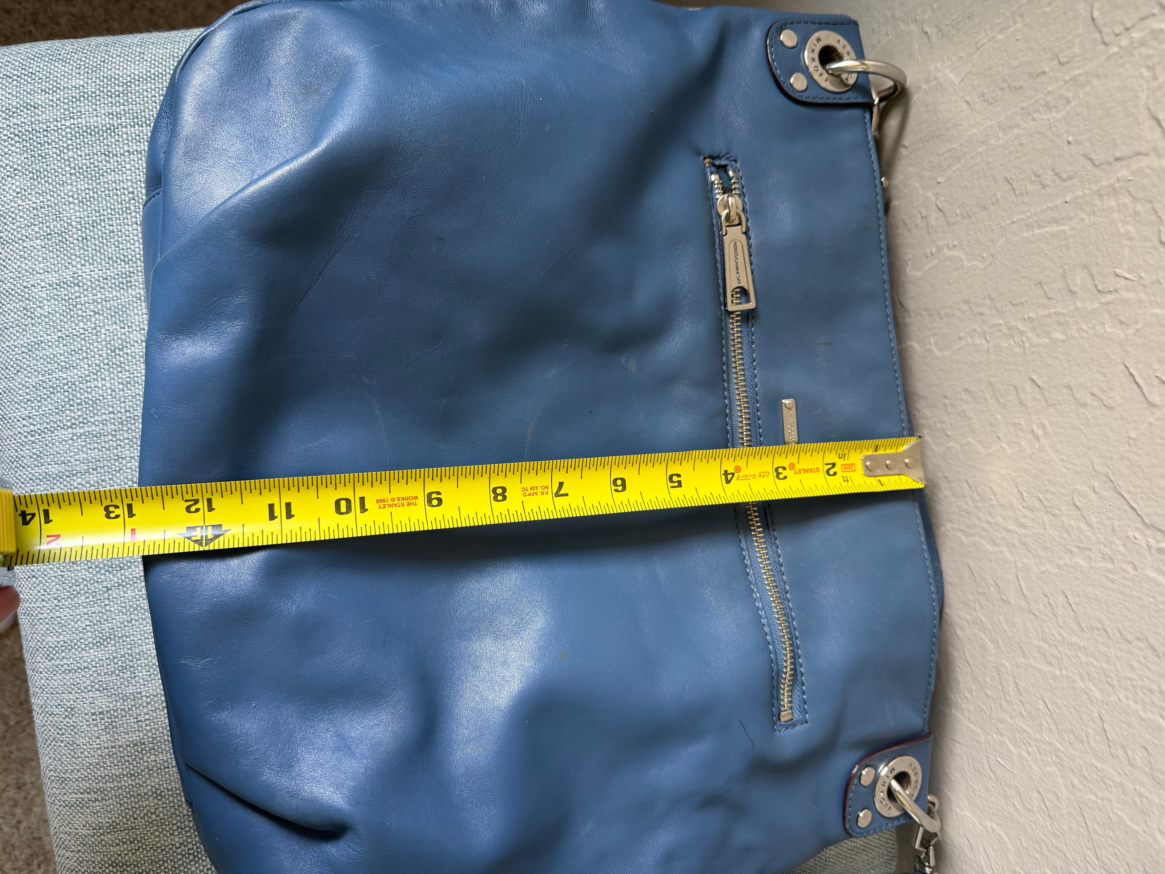 Rebecca Minkoff Blue Leather Studded Hobo Shoulder Bag | Chain Strap Designer Purse