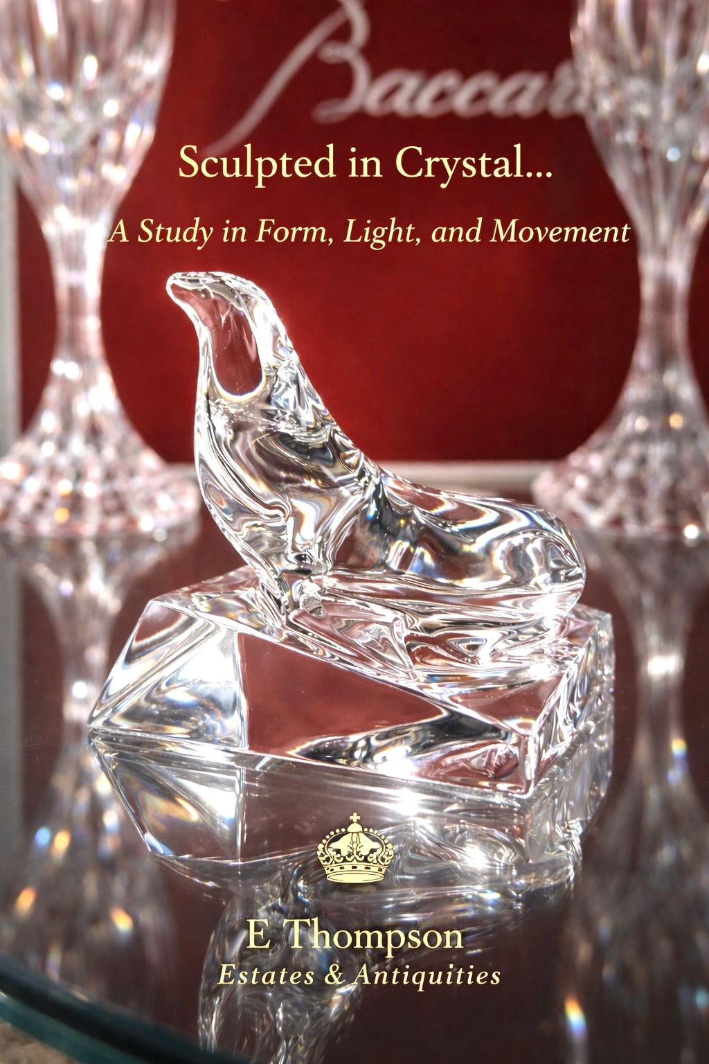 Baccarat Crystal Seal Figurine France Signed Sea Lion Iceberg Sculpture 3.5” Luxury With Box