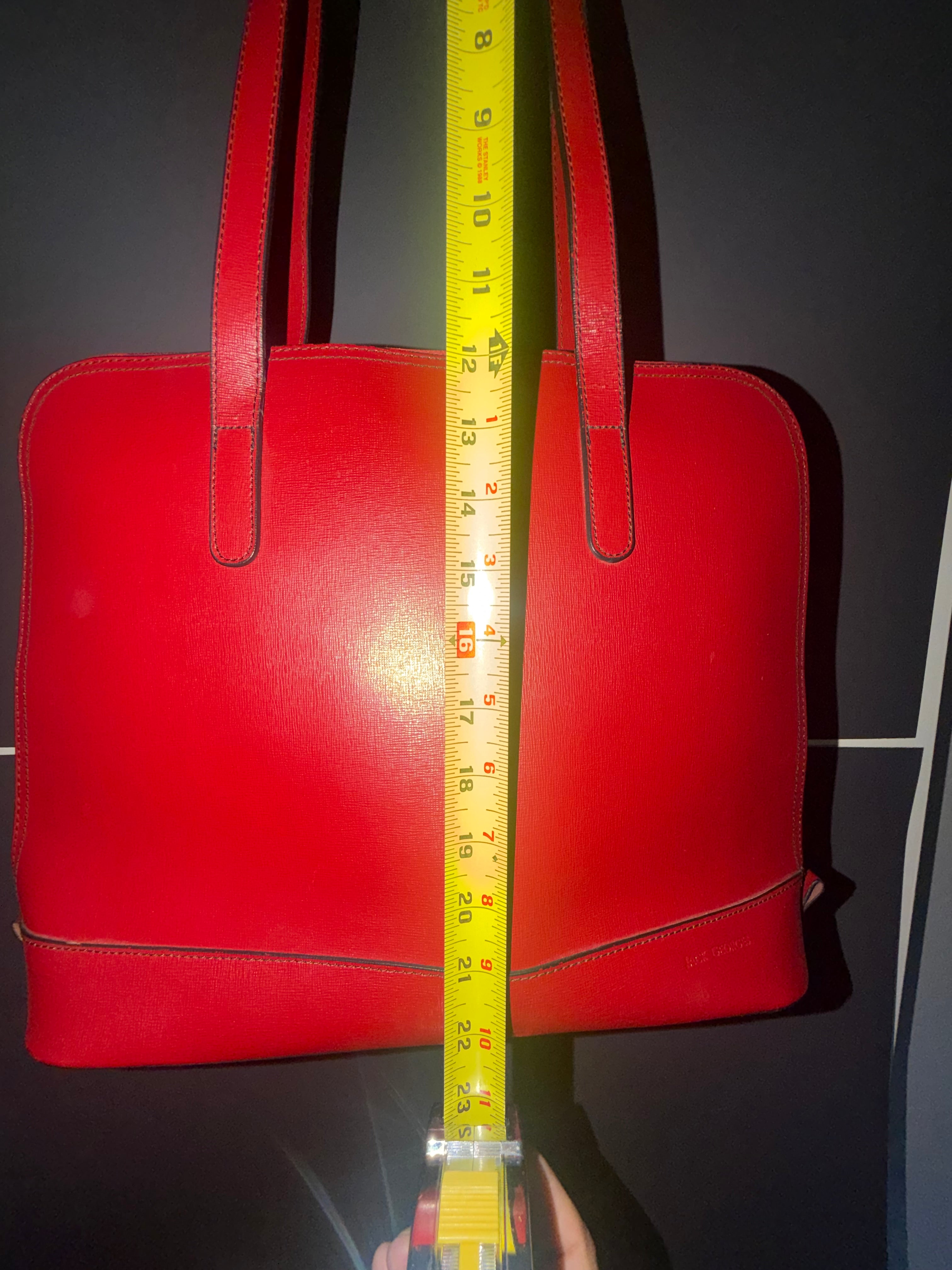 Jack Georges Chelsea Red Saffiano Leather Tote Bag Large Women’s Laptop Work Business Handbag