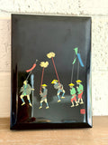 Japanese Lacquer Address Book Black Lacquerware Festival Scene Alphabetized Tabs