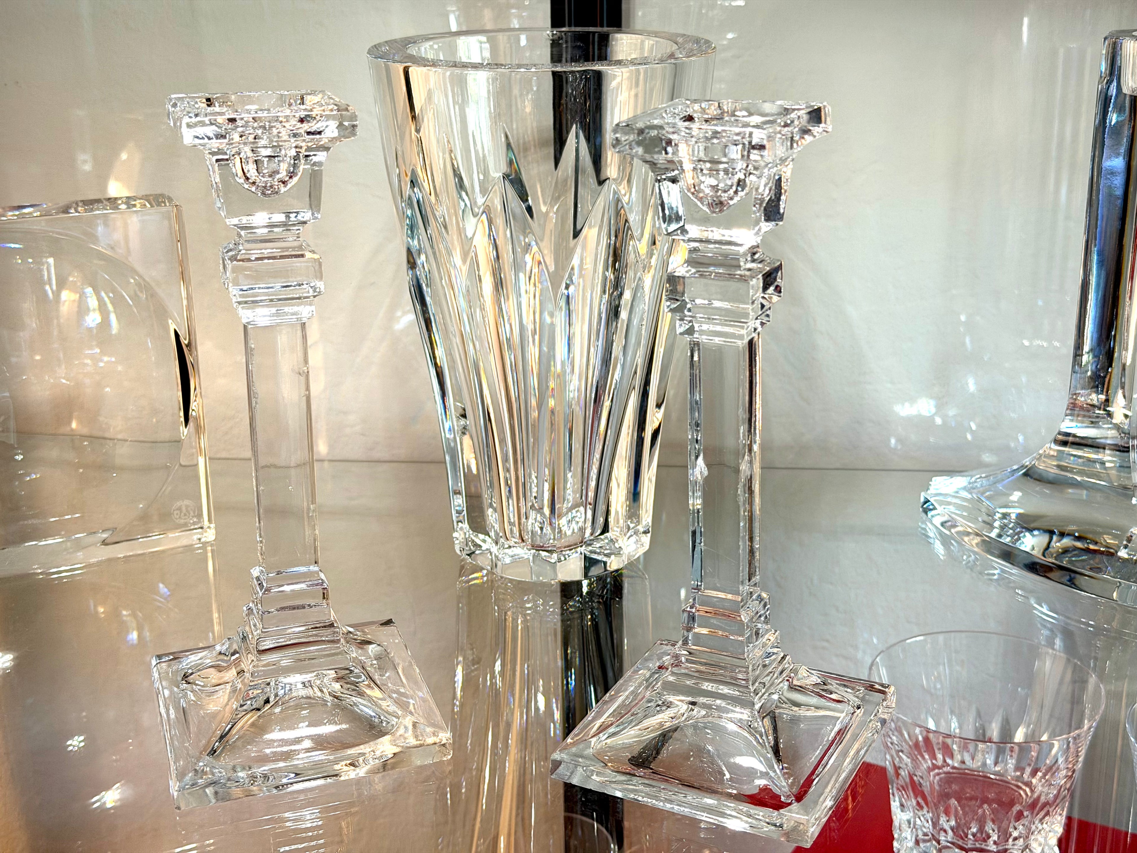 Tiffany & Co. Crystal Candlesticks – Pair | Architectural Art Deco Design