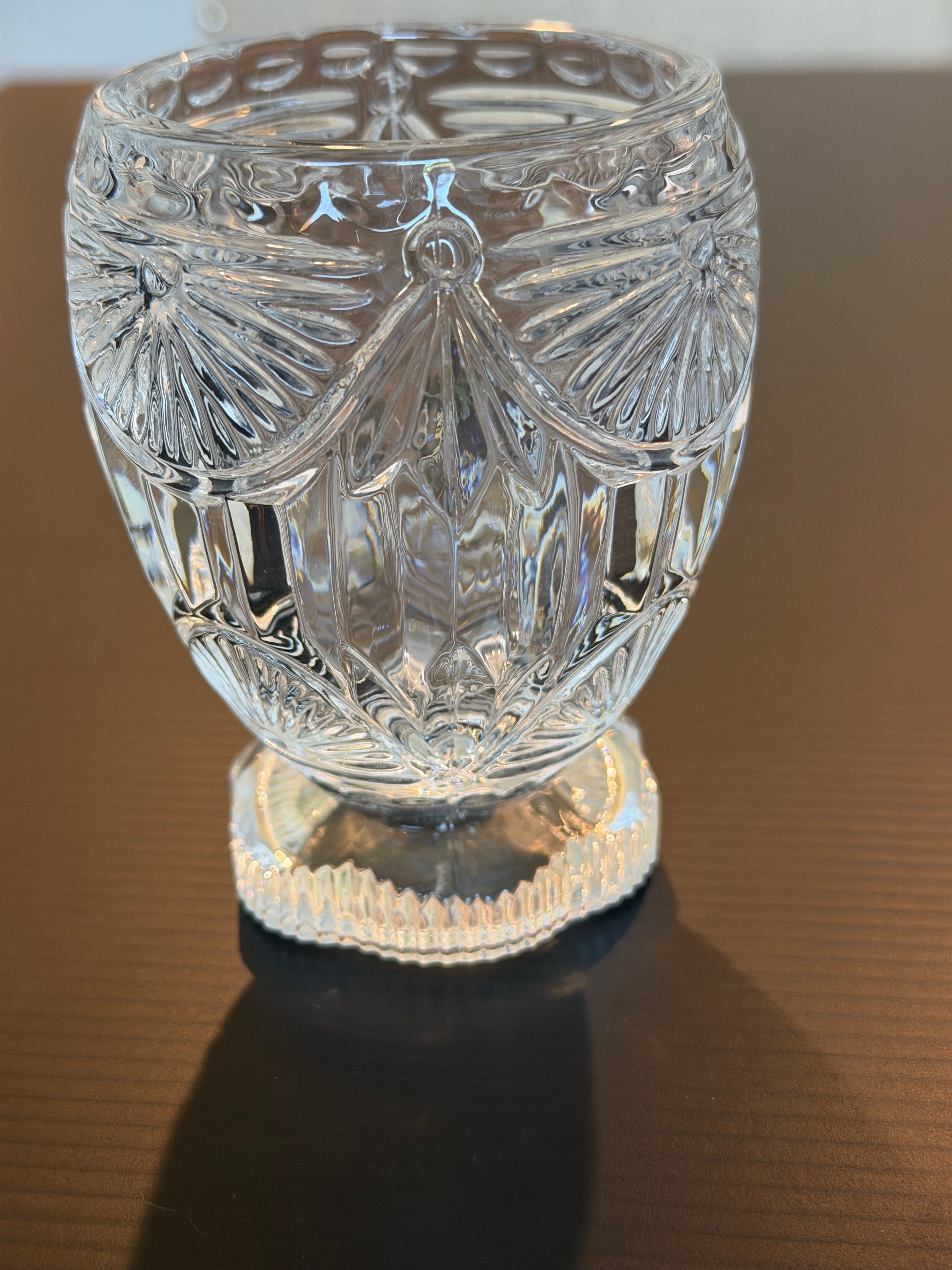 Pressed Crystal Votive Candle Holder Footed Glass Tealight Holder Elegant Cut Crystal Decor Vintage
