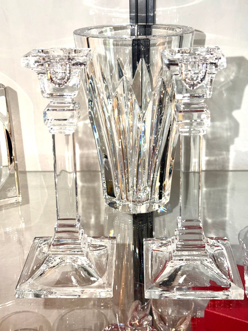 Tiffany & Co. Crystal Candlesticks – Pair | Architectural Art Deco Design