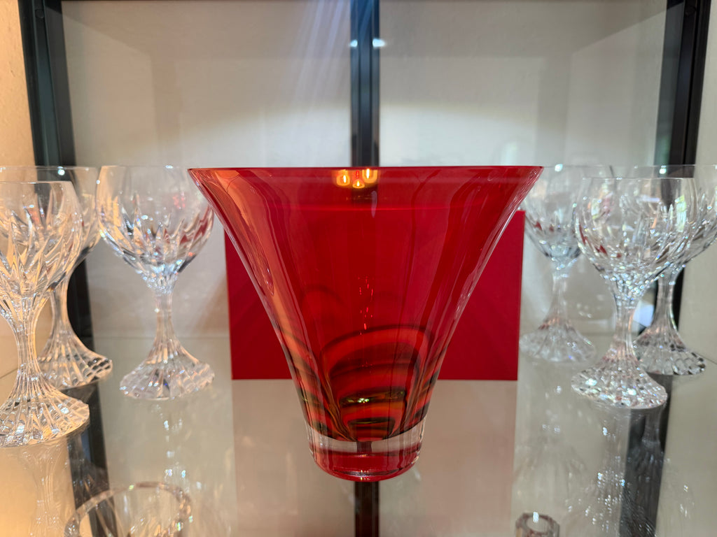 Waterford Evolution Ruby Red Art Glass Vase Ireland Contemporary Crystal Centerpiece
